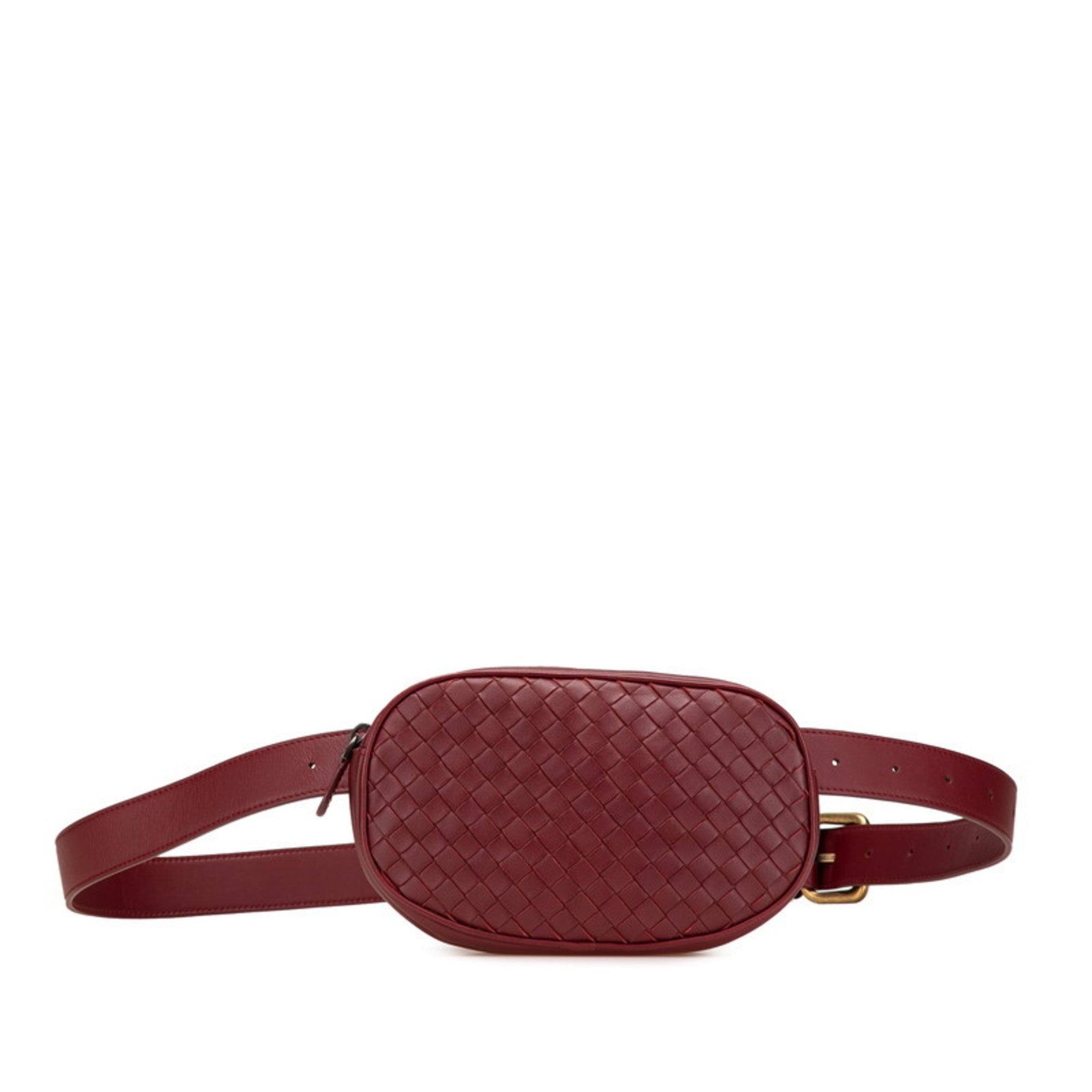 Bottega Veneta Intrecciato Bordeaux Leather Fanny Pack (Pre-Owned)