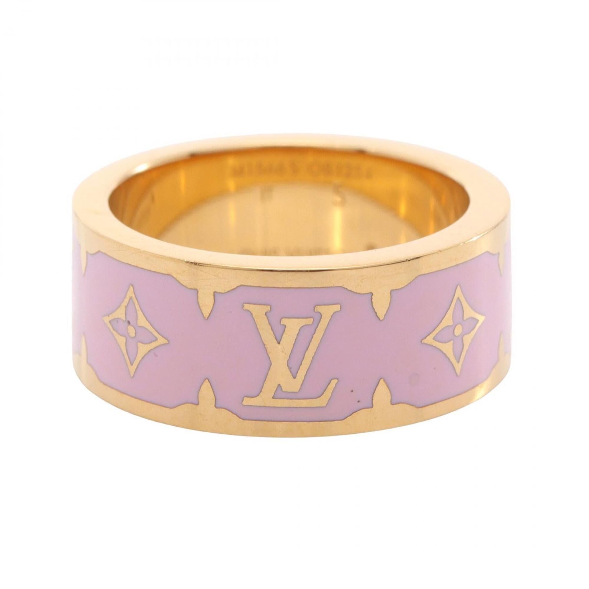 Louis Vuitton Gold Pink Enamel Gold Plating Band Ring (Pre-Owned)