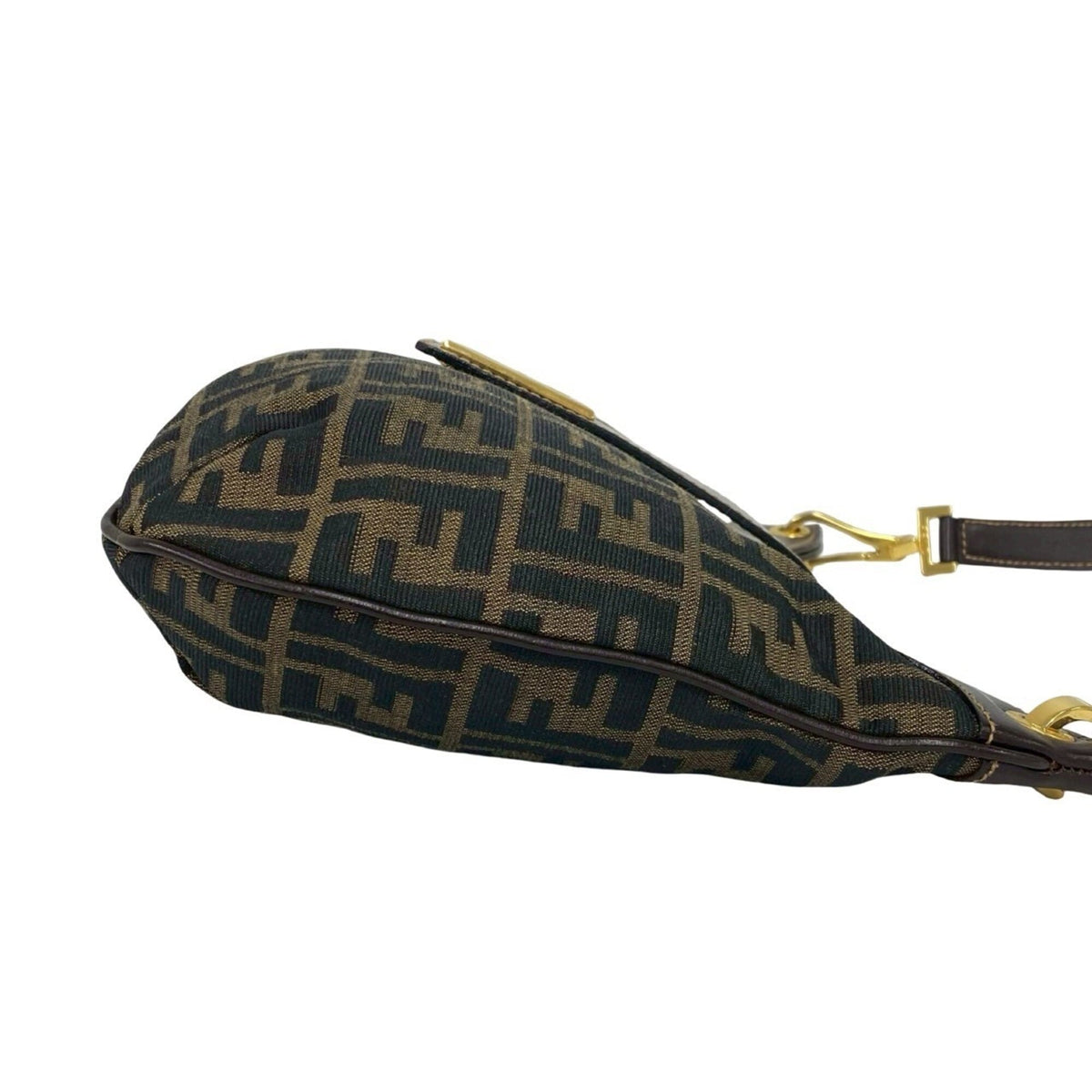 Fendi Black Brown Canvas Leather Shoulder Bag (Pre-Owned)
