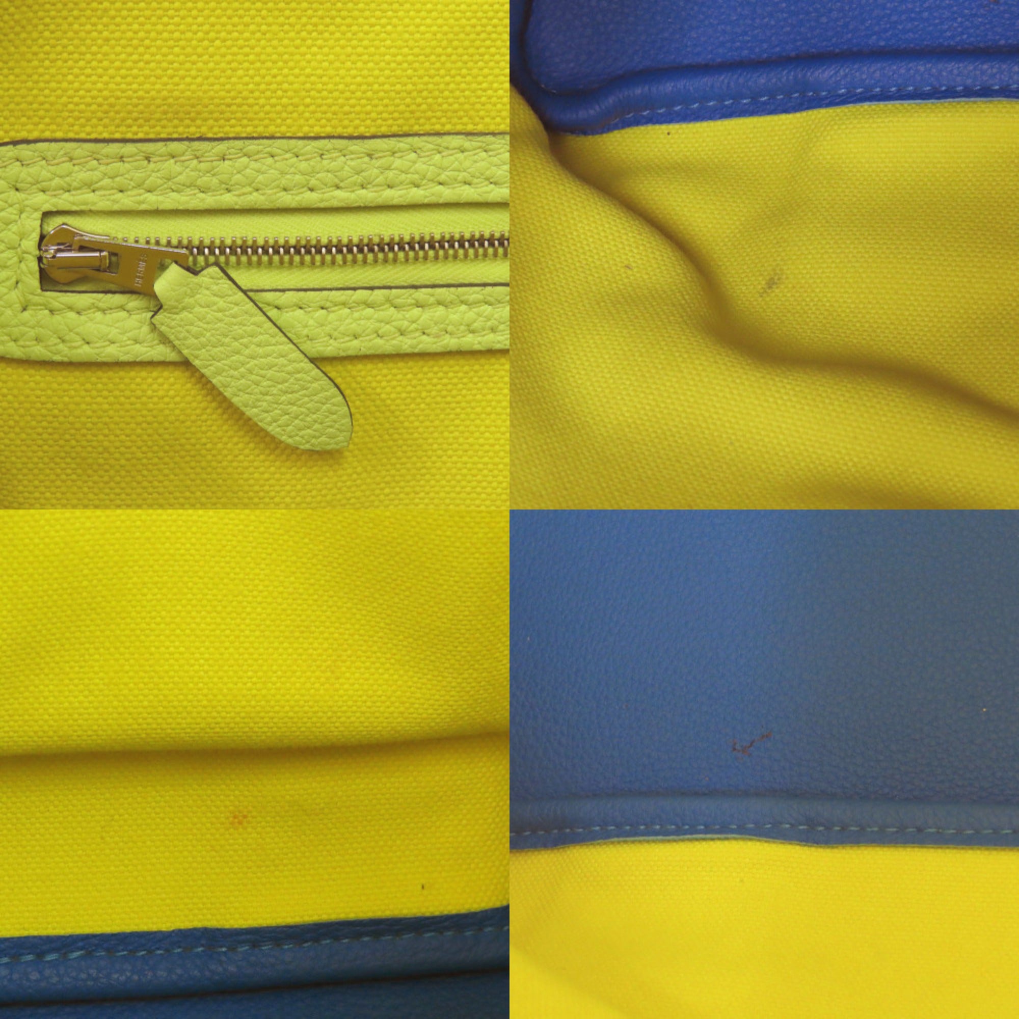 Hermes Blue Hydra Lime Yellow Taurillon Clemence Leather Tote Bag (Pre-Owned)