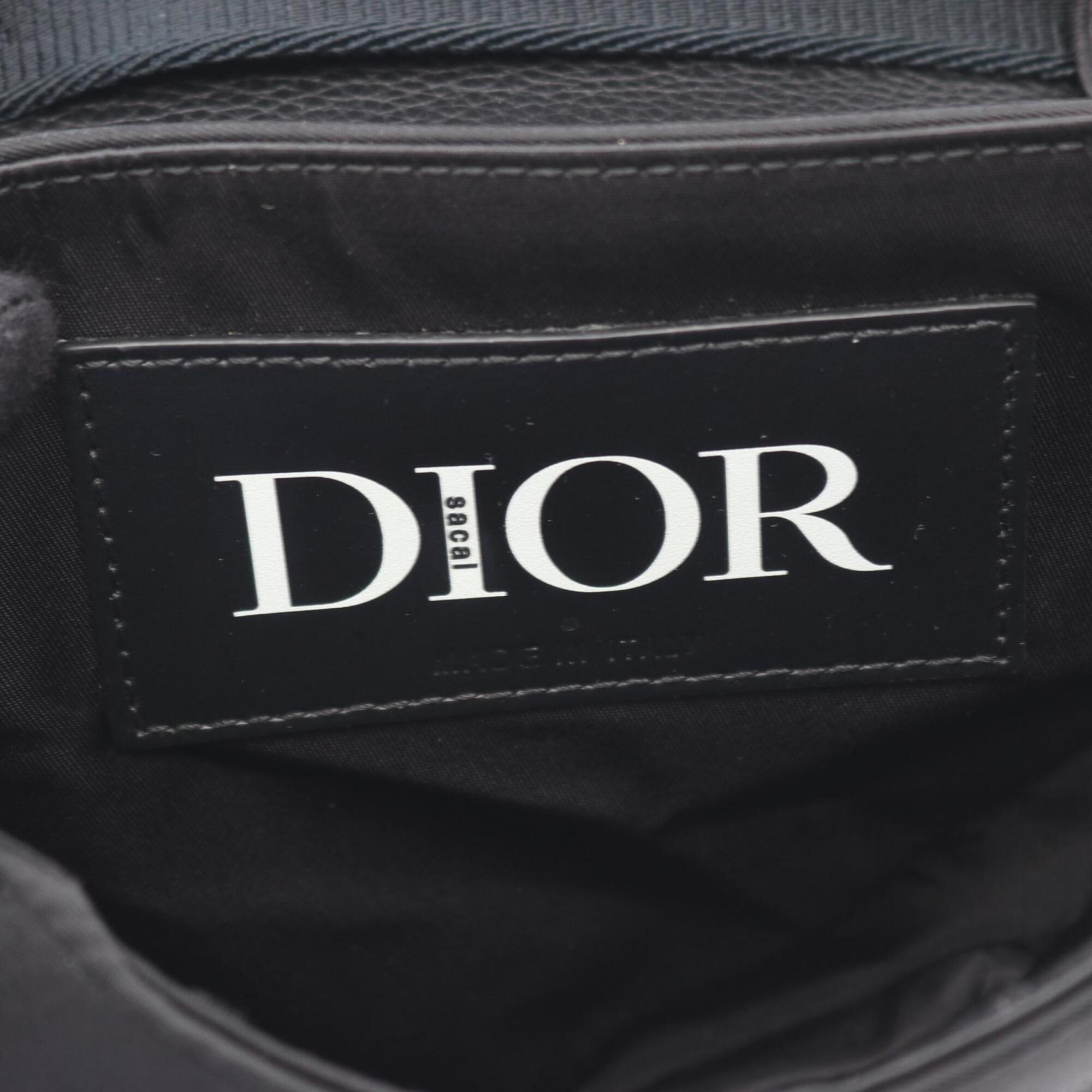 Christian Dior Black Nylon Leather Handbag Saddle Bag Shoulder Bag (Pre-Owned)