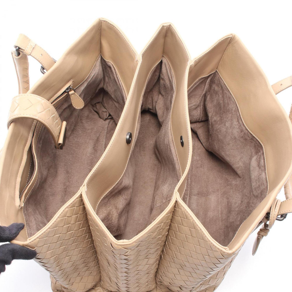 Bottega Veneta Intrecciato Beige Leather Handbag (Pre-Owned)