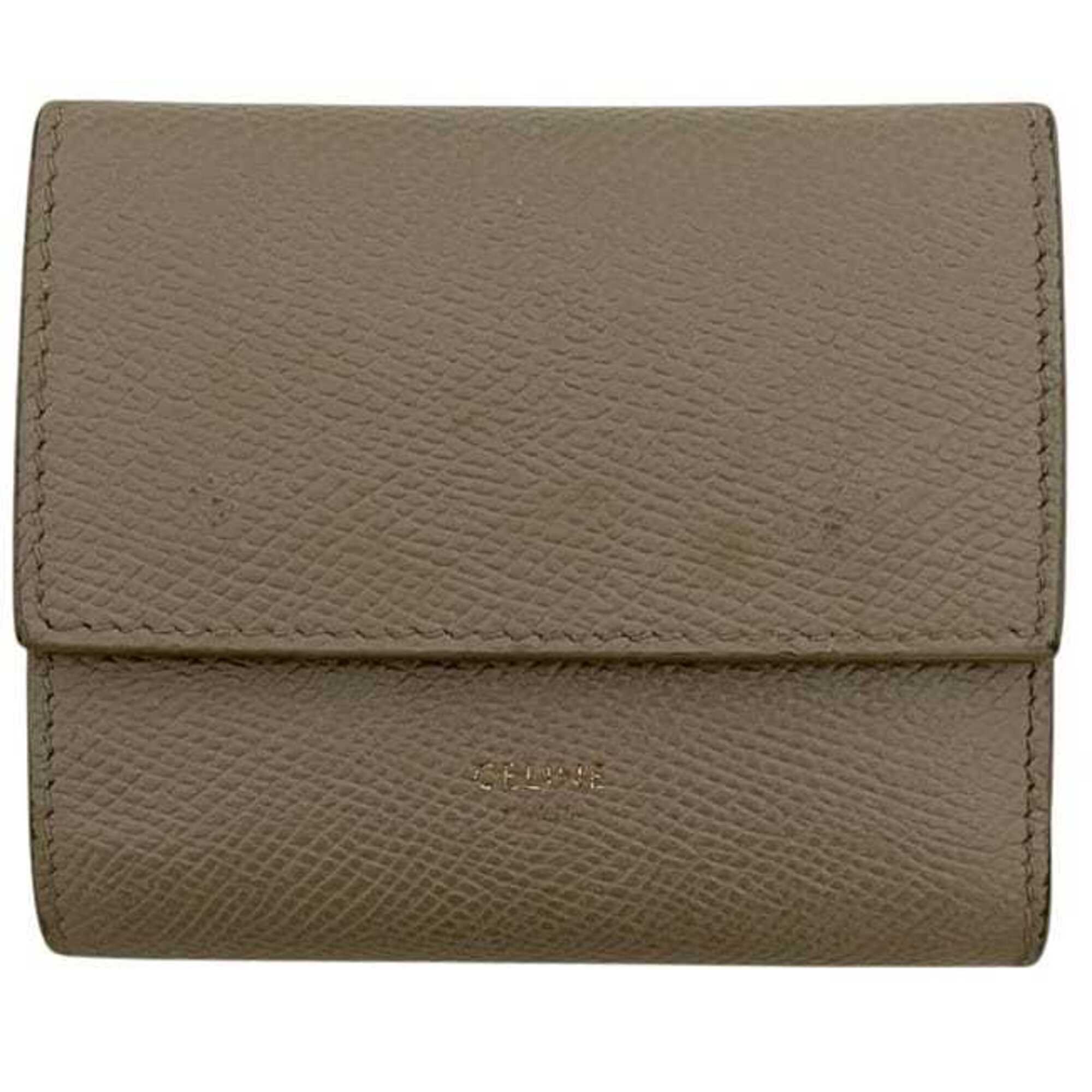 Celine Beige Leather Wallet (Tri-Fold) (Pre-Owned)