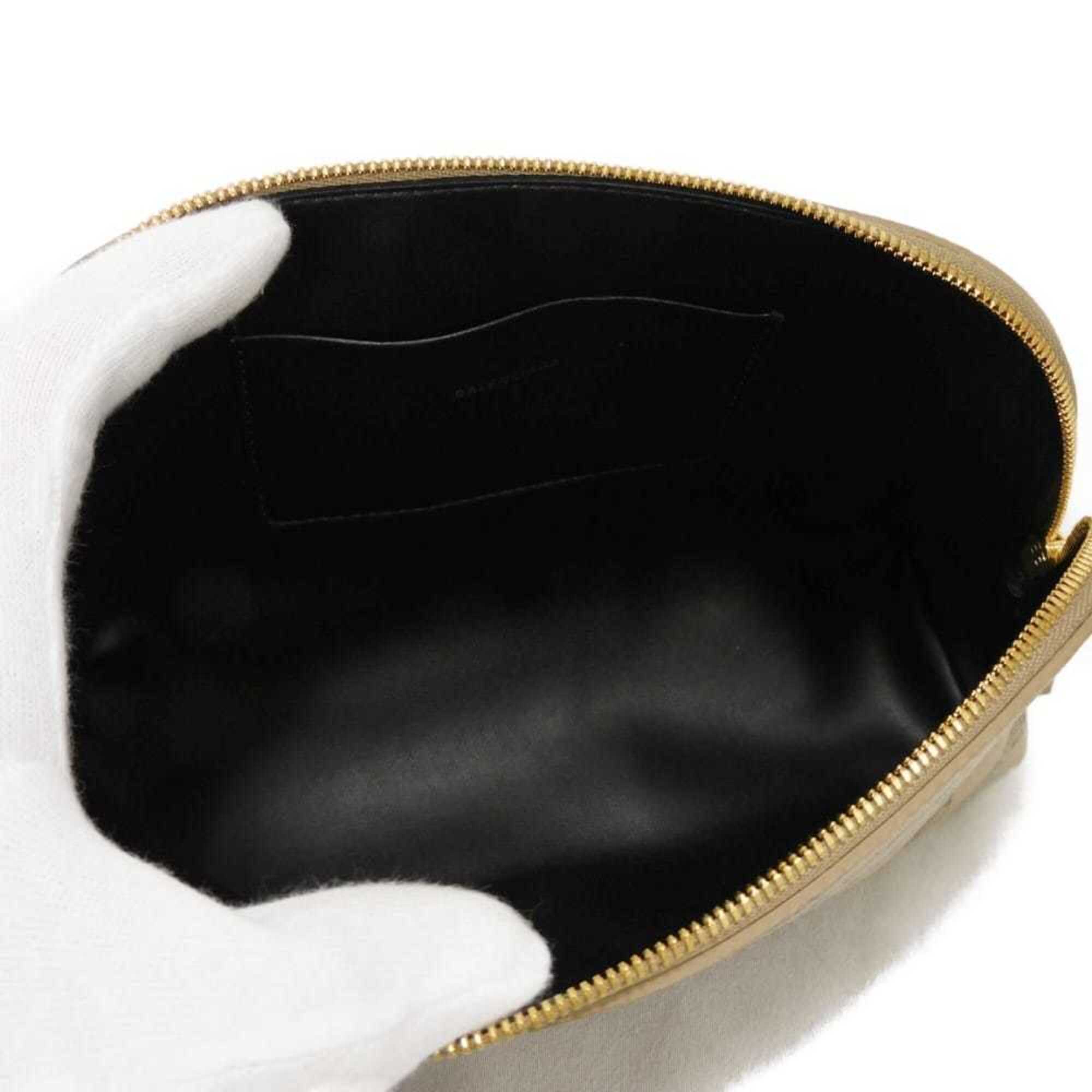 Balenciaga Beige Brown Coated Canvas Leather Clutch Bag Pouch (Pre-Owned)