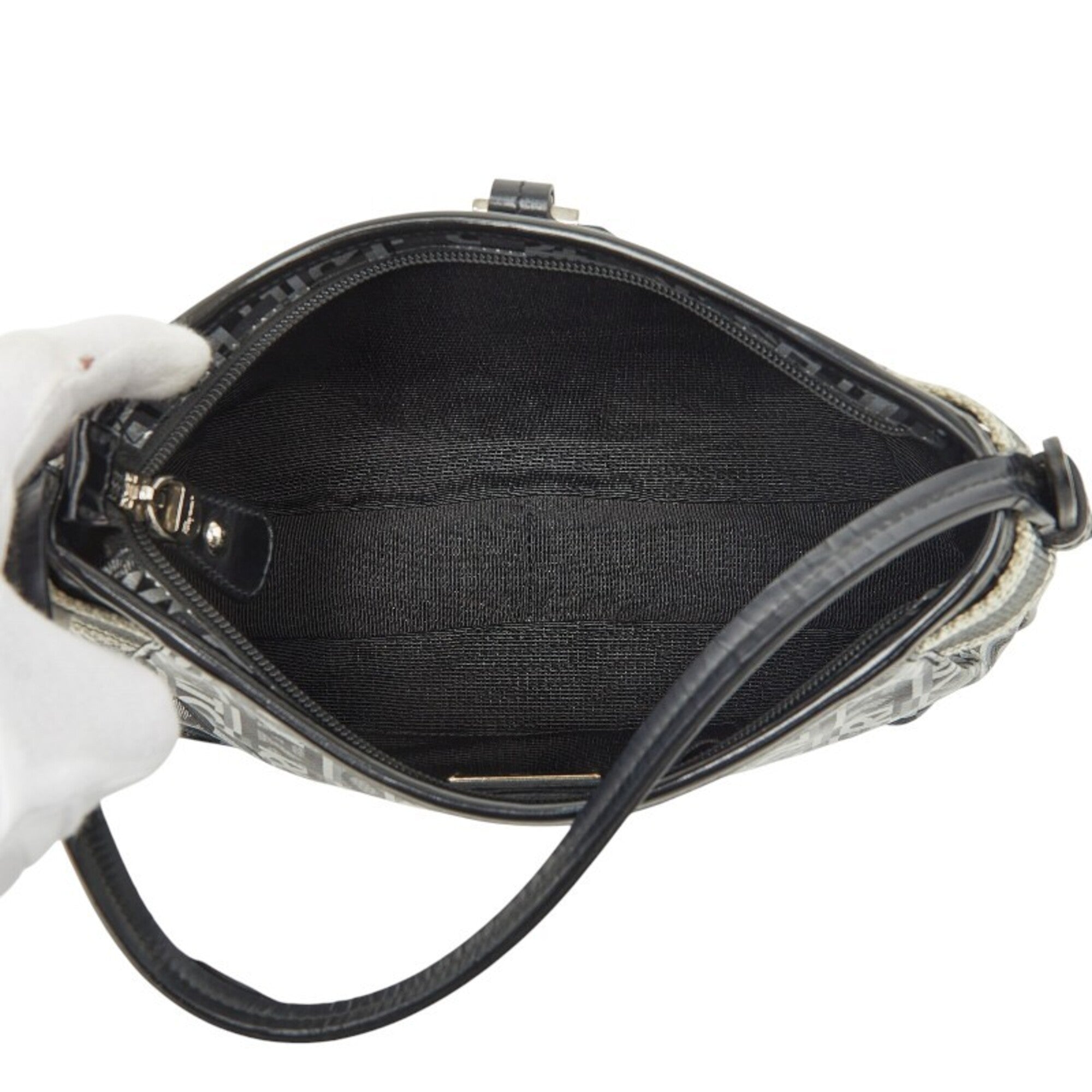 Salvatore Ferragamo Black Gray Silver Pvc Leather Handbag (Pre-Owned)