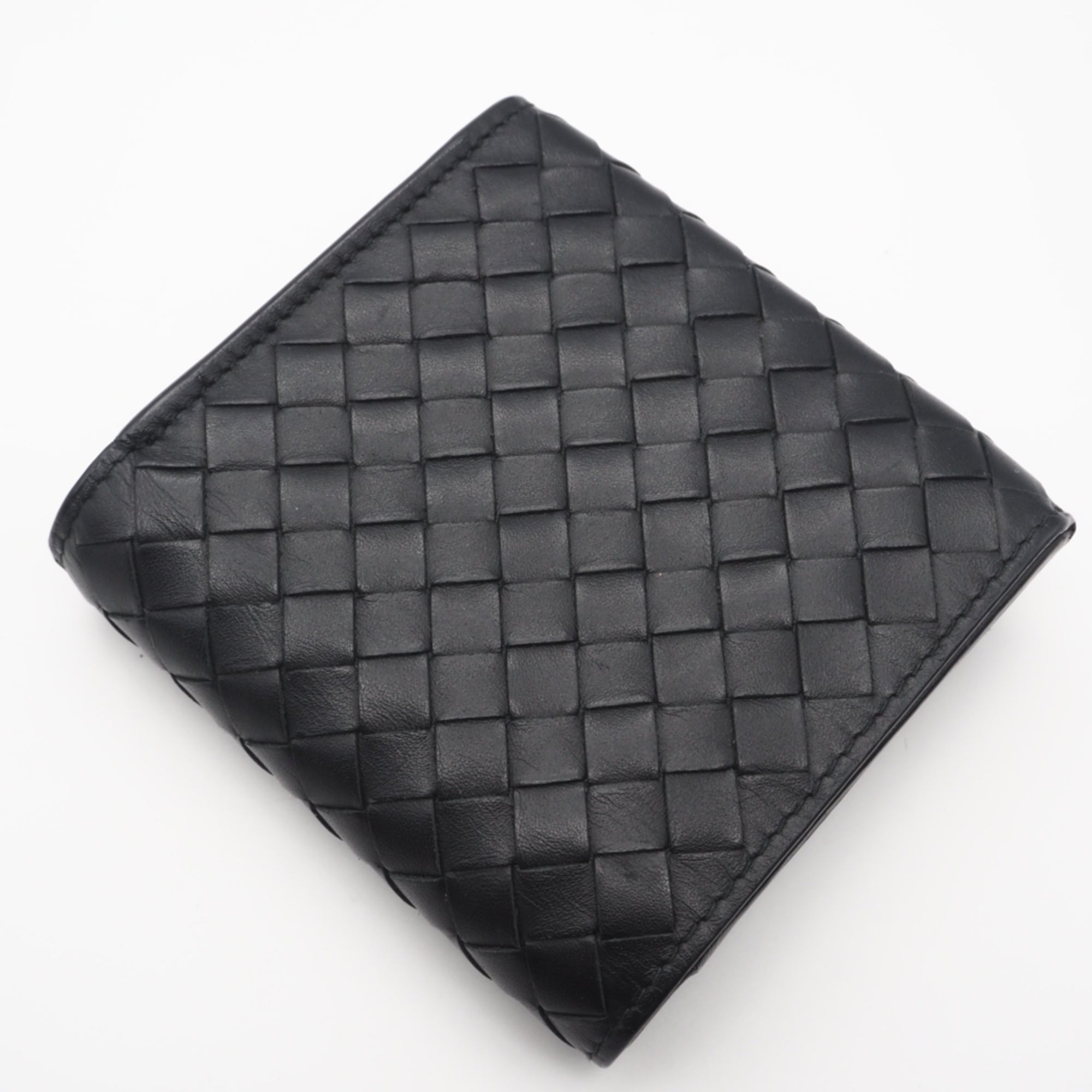 Bottega Veneta Intrecciato Black Leather Wallet (Bi-Fold) (Pre-Owned)
