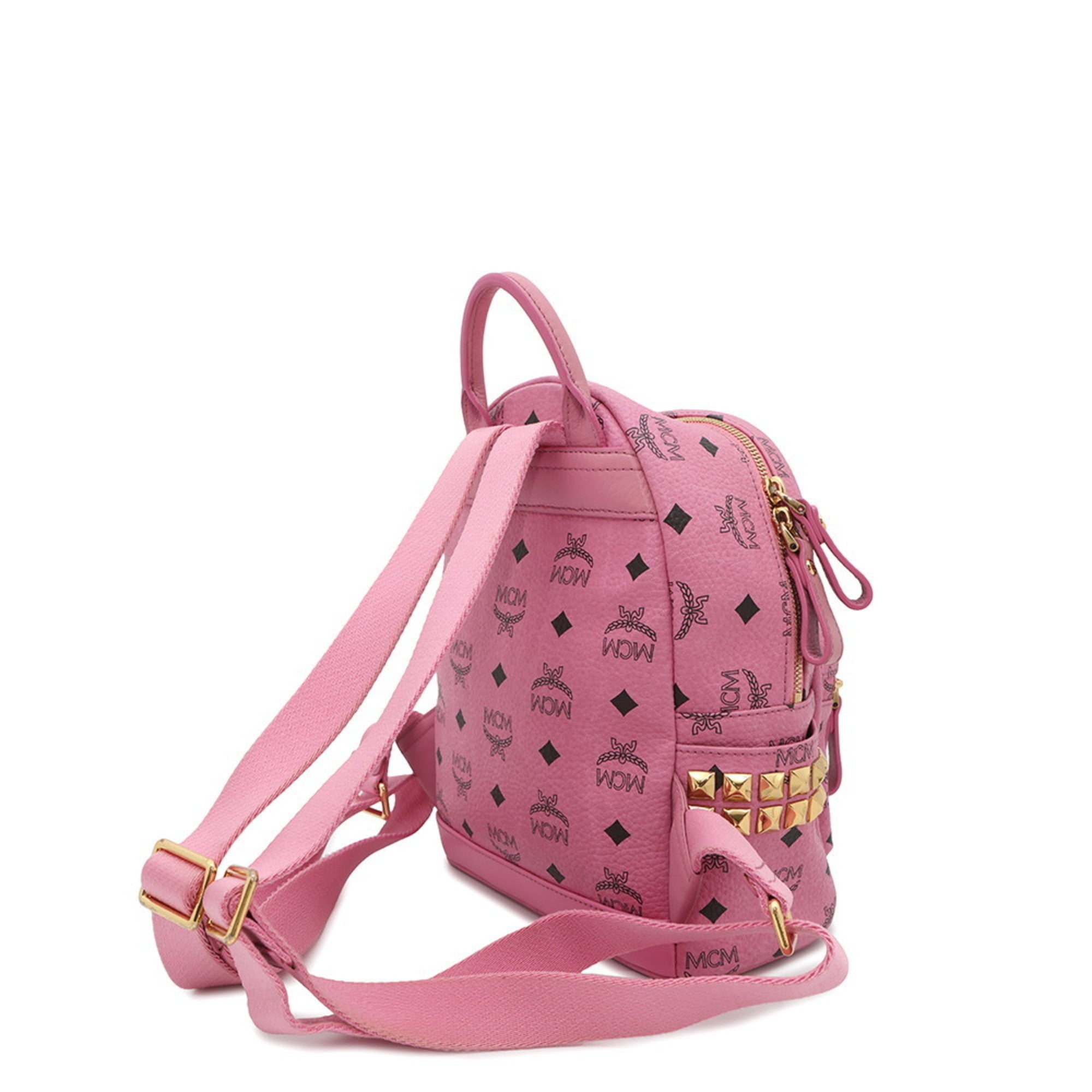 Mcm Pink Leather Canvas Backpack (Pre-Owned)