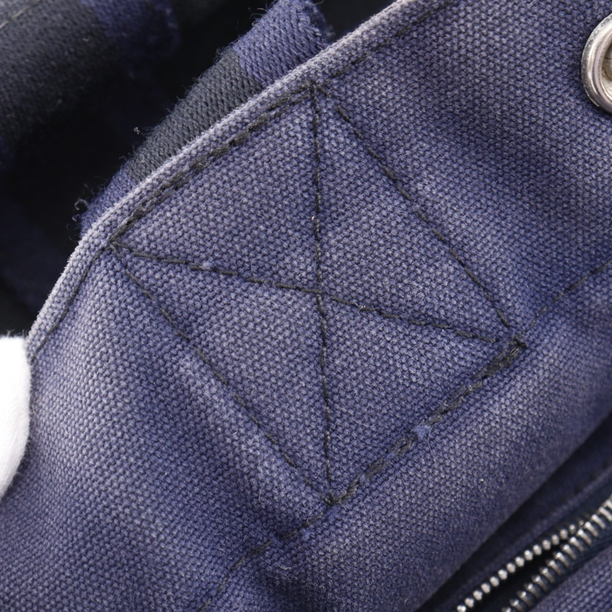 Hermes Black Navy Cotton Canvas Handbag (Pre-Owned)