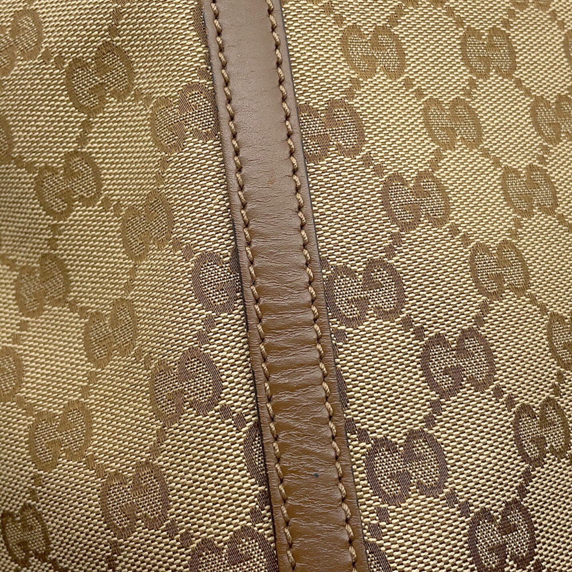 Gucci Gg Canvas Beige Brown Gg Canvas Leather Tote Bag (Pre-Owned)