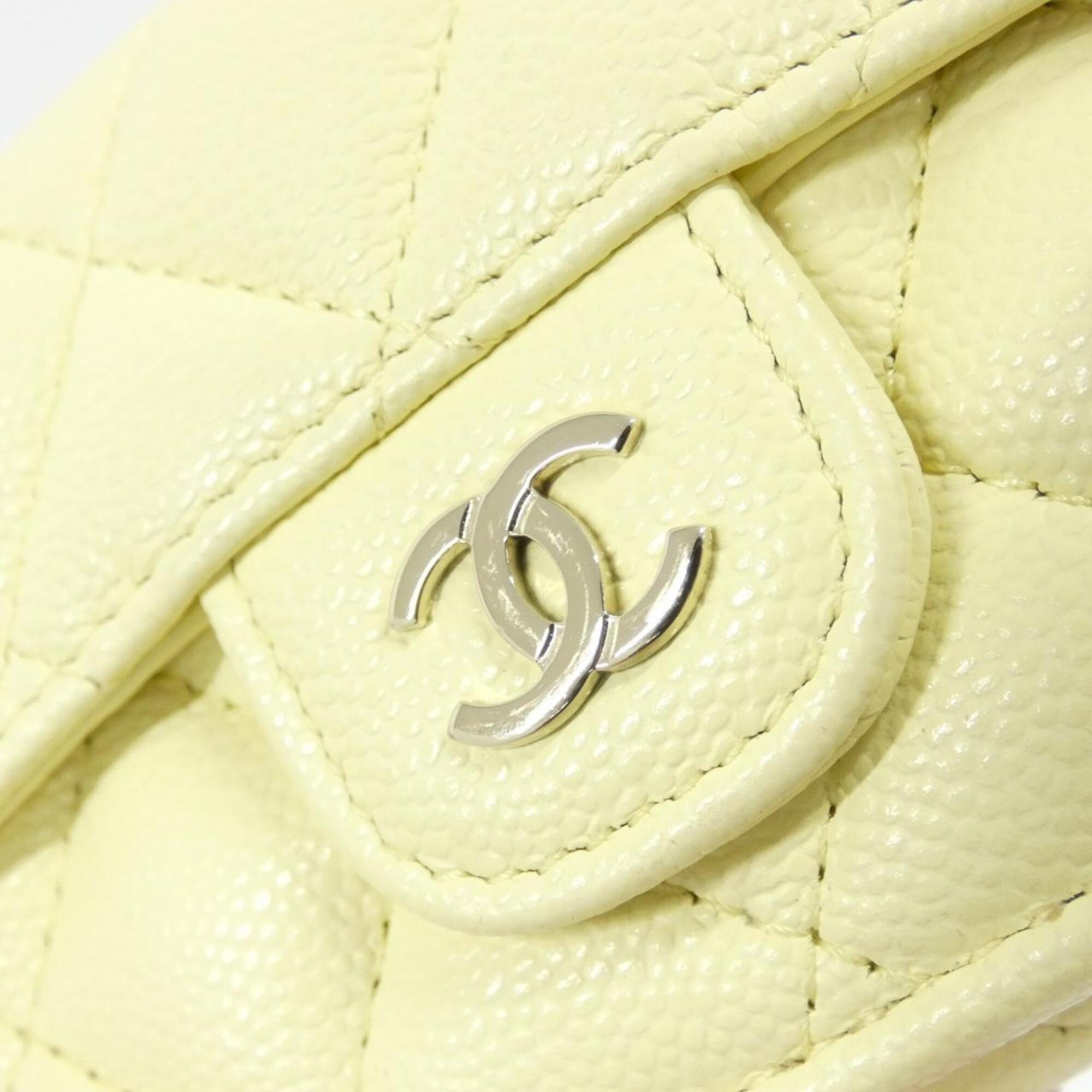 Chanel Yellow Grained Calfskin Wallet (Tri-Fold) (Pre-Owned)