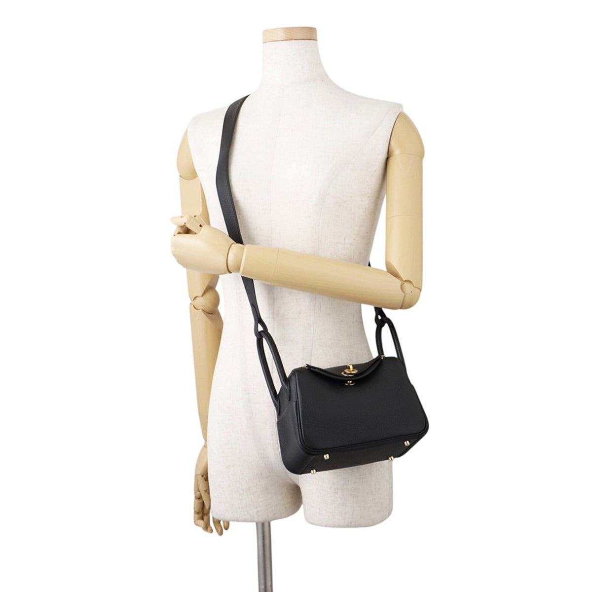 Hermes Lindy Black Taurillon Clemence Leather Shoulder Bag (Pre-Owned)