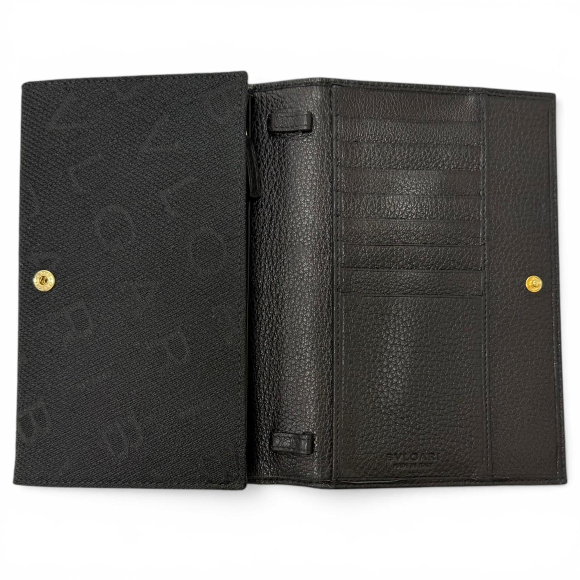 Bvlgari Black Canvas Leather Chain/Shoulder Wallet (Pre-Owned)