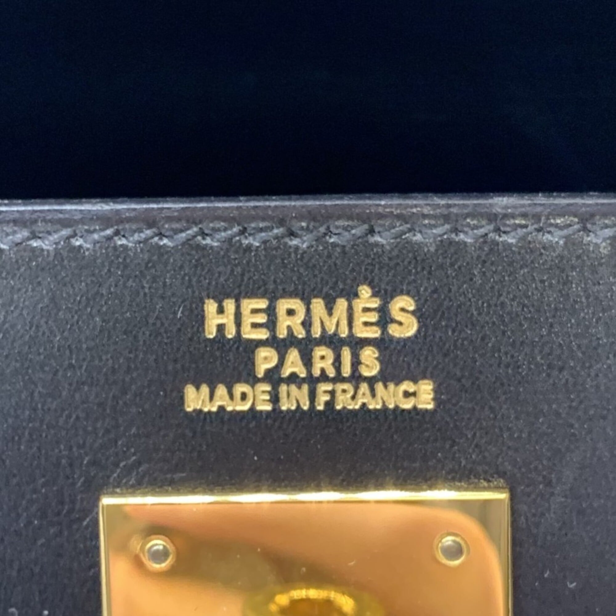 Hermes Kelly Black Box Calf Leather Handbag (Pre-Owned)