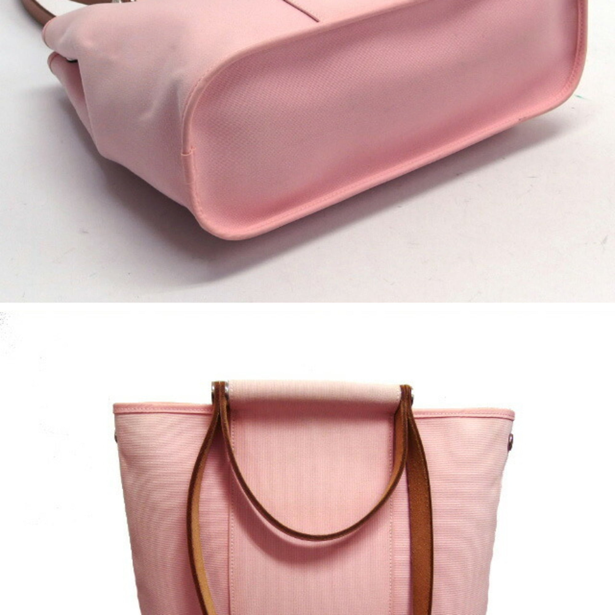 Hermes Cabag Light Pink Toile Officier Handbag Shoulder Bag Tote Bag (Pre-Owned)