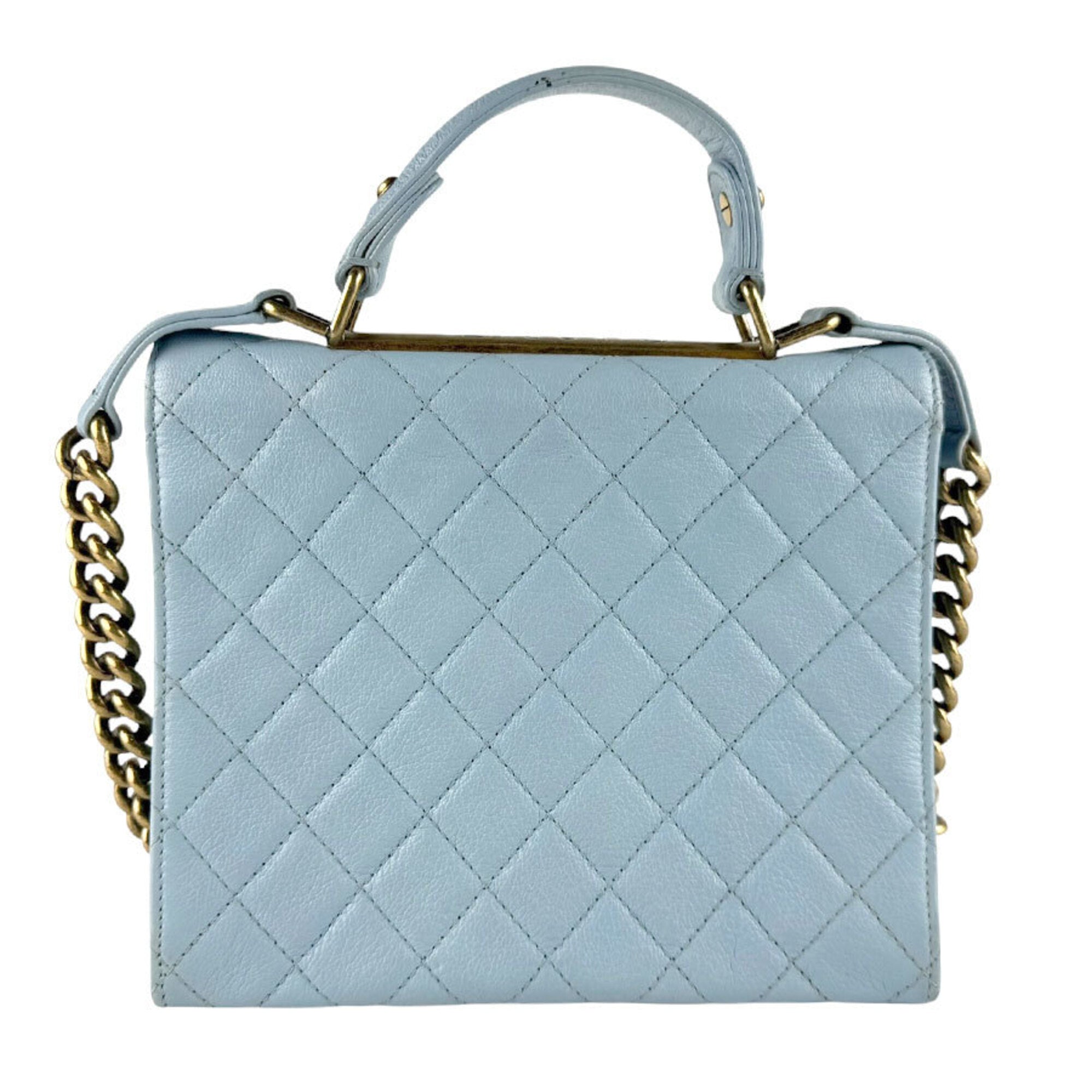 Chanel Blue Leather Handbag Shoulder Bag (Pre-Owned)