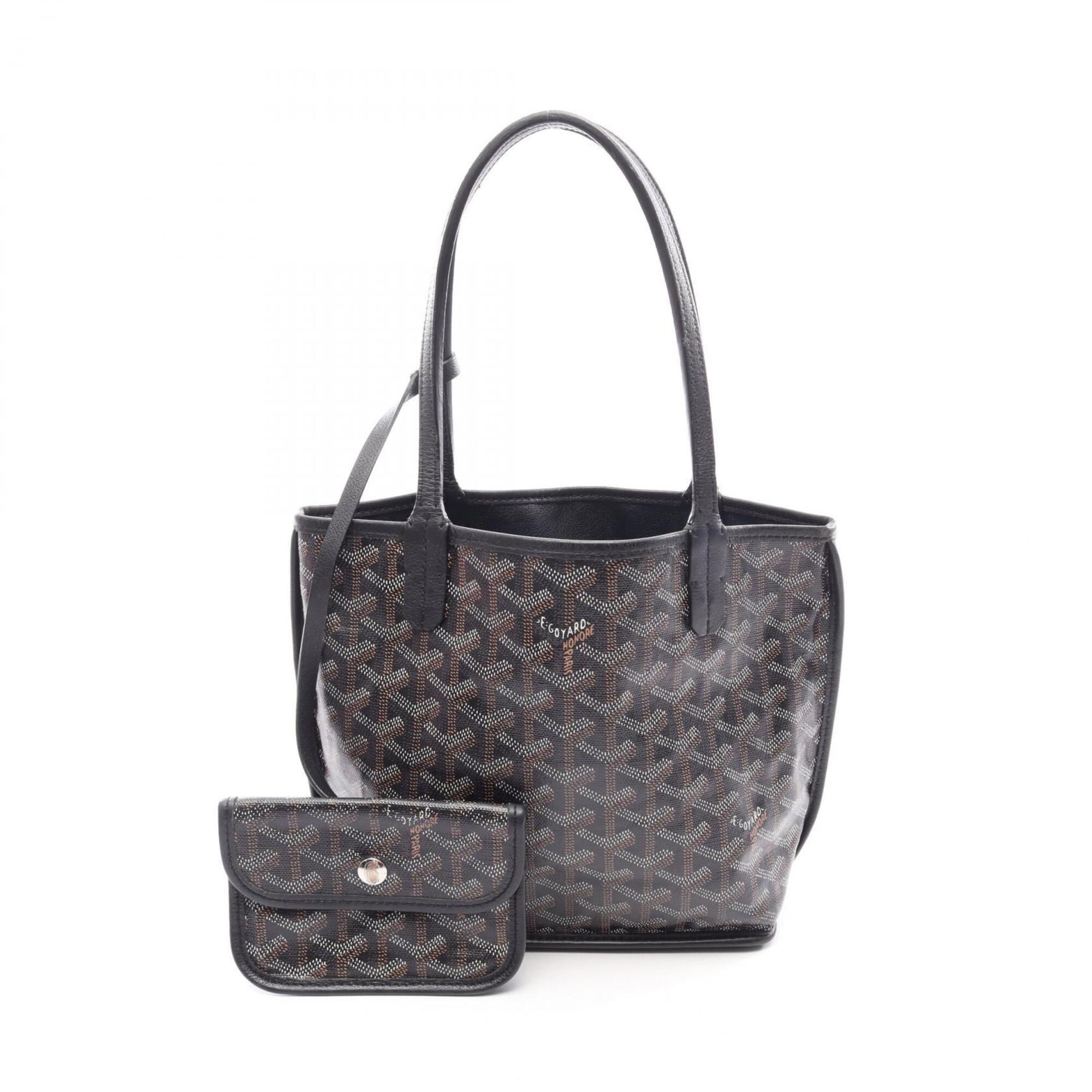 Goyard Black Brown White Coated Canvas Leather Handbag Pouch Tote Bag (Pre-Owned)