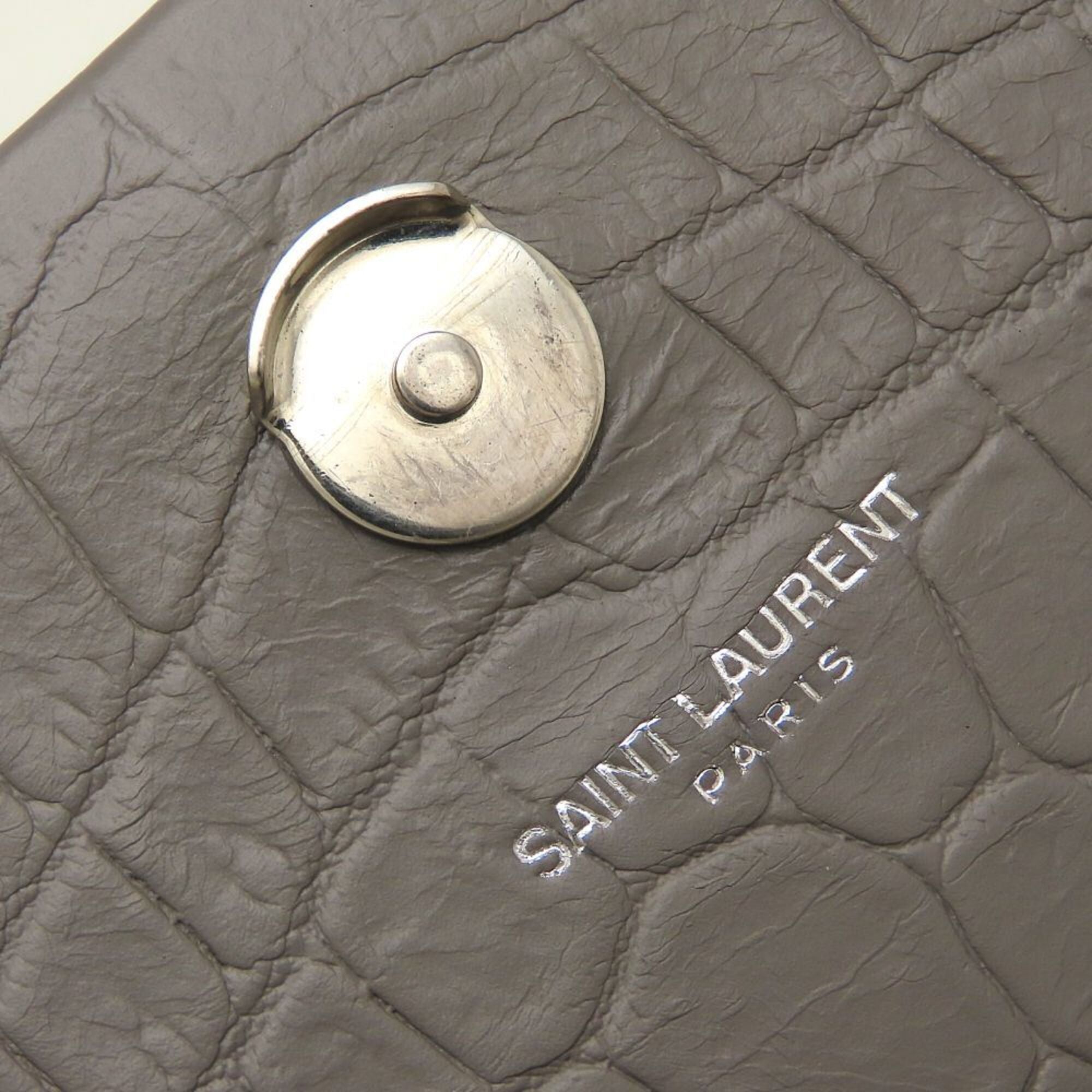 Yves Saint Laurent Gray Leather Shoulder Bag (Pre-Owned)