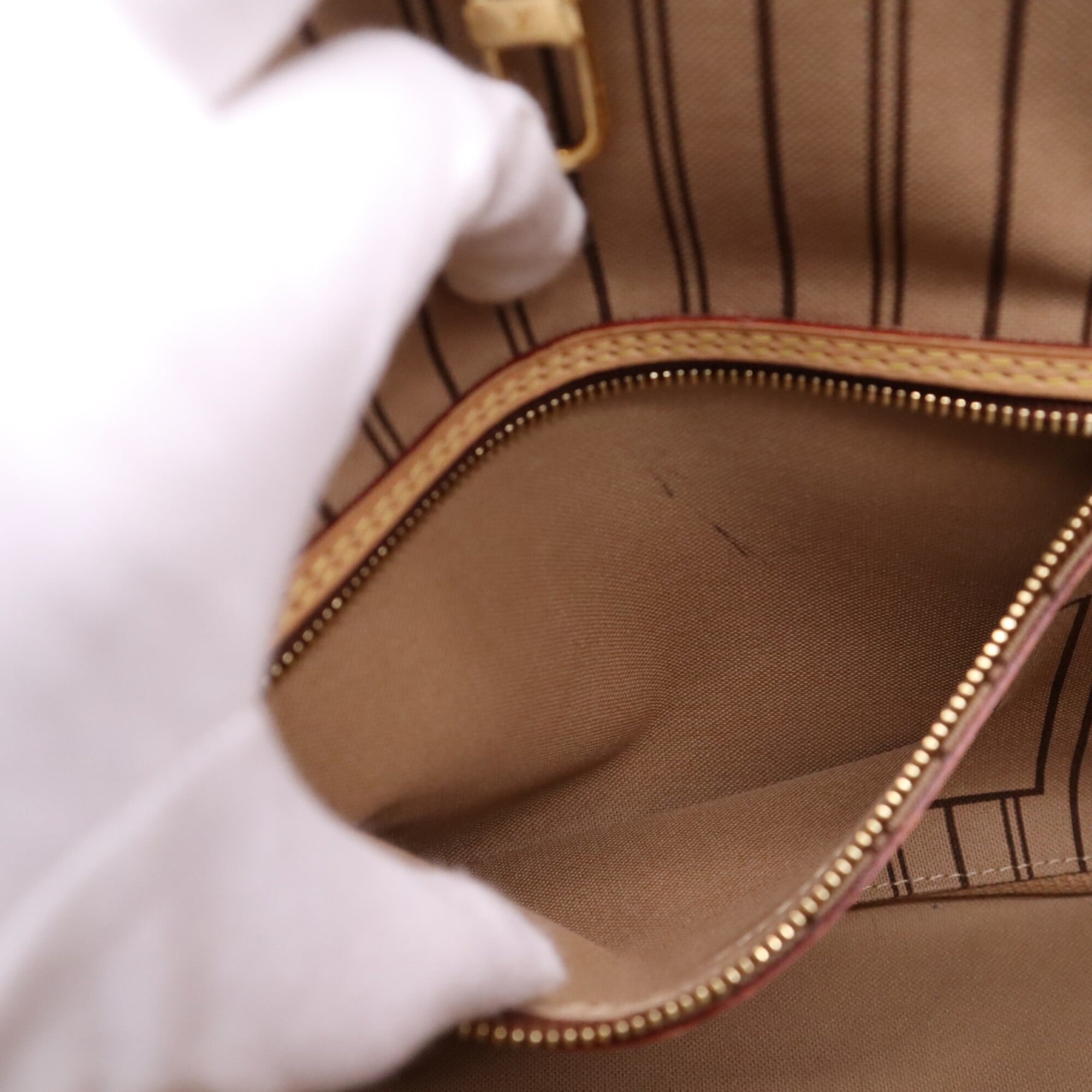 Louis Vuitton Monogram Beige Brown Coated Canvas Leather Handbag (Pre-Owned)