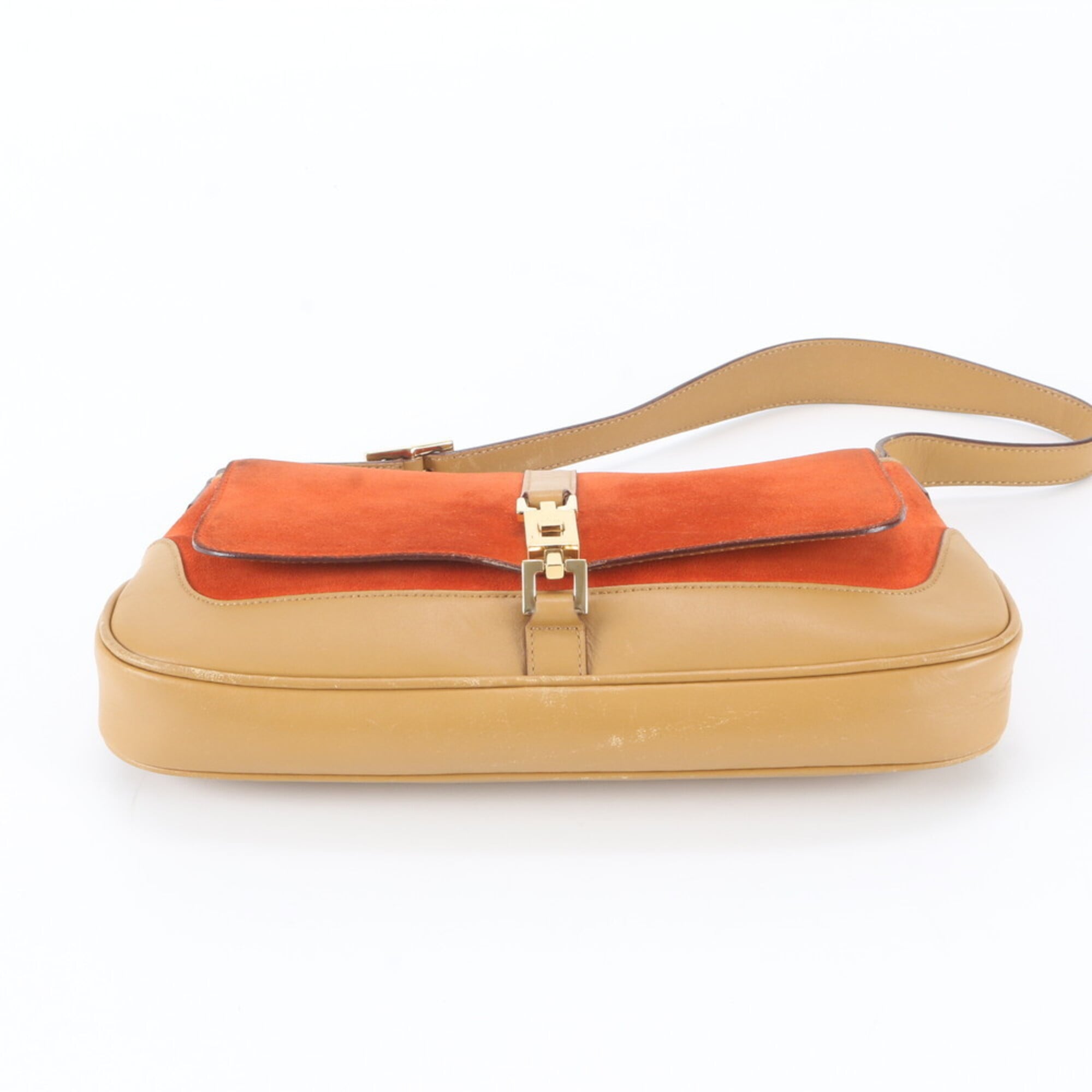 Gucci Beige Orange Leather Handbag Shoulder Bag (Pre-Owned)