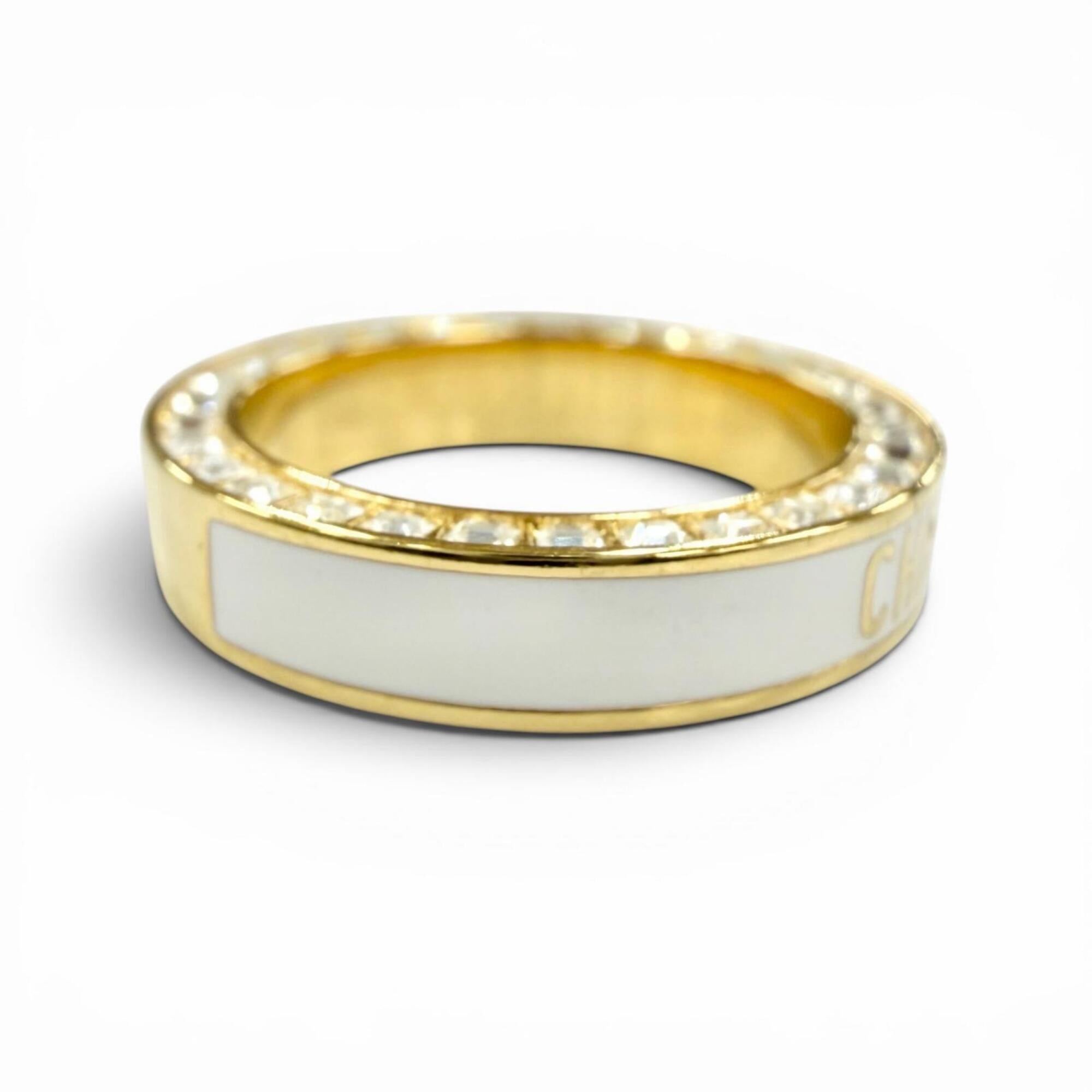 Christian Dior Gold White Band Ring (Pre-Owned)