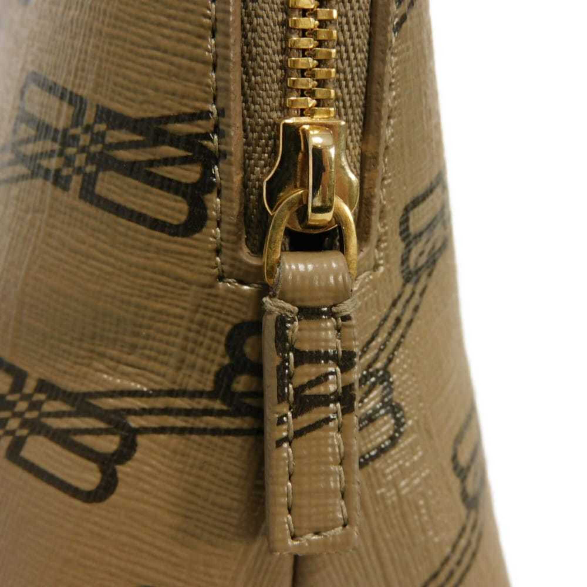 Balenciaga Beige Brown Coated Canvas Leather Clutch Bag Pouch (Pre-Owned)