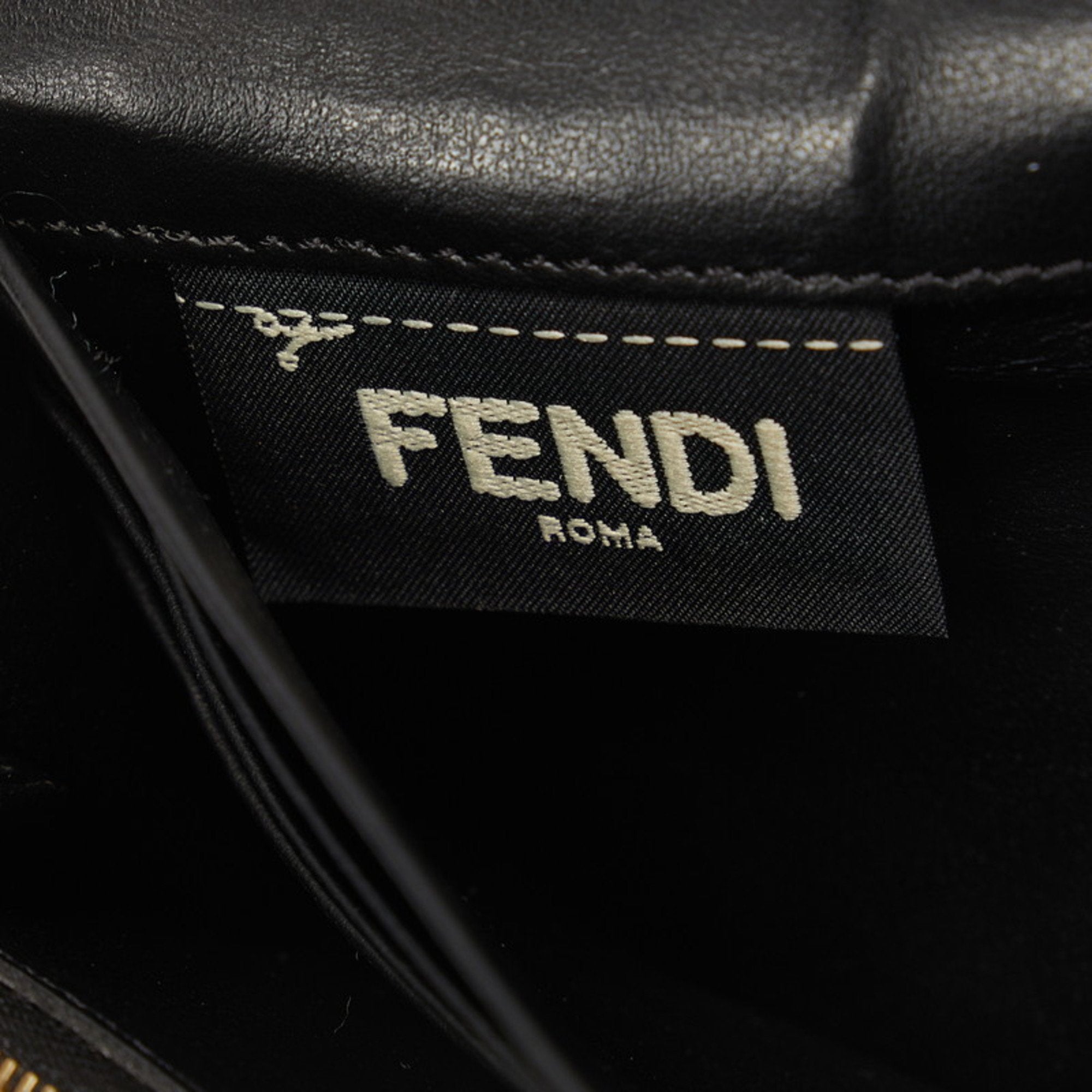 Fendi Black Gold Leather Long Wallet (Bi-Fold) (Pre-Owned)