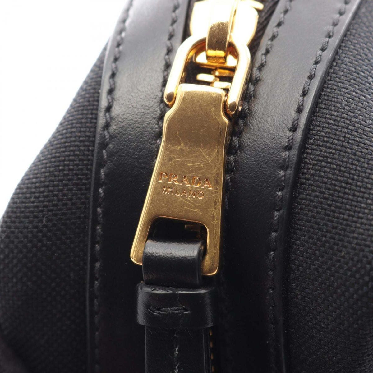 Prada Black Canvas Leather Shoulder Bag (Pre-Owned)