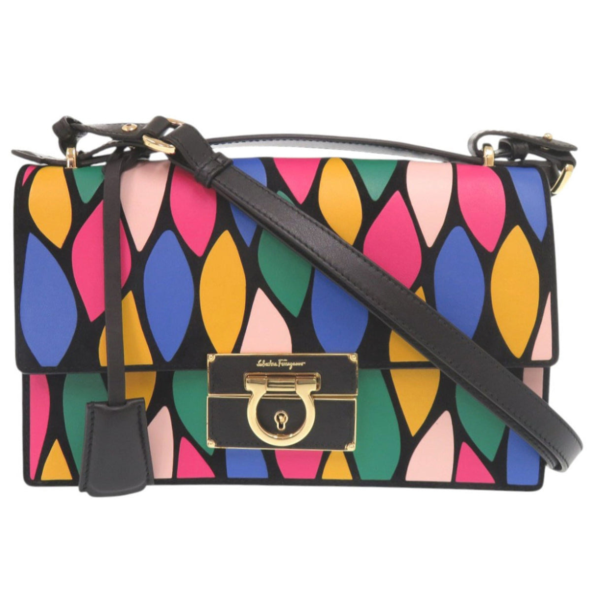 Salvatore Ferragamo Multi-Color Leather Suede Handbag Shoulder Bag (Pre-Owned)
