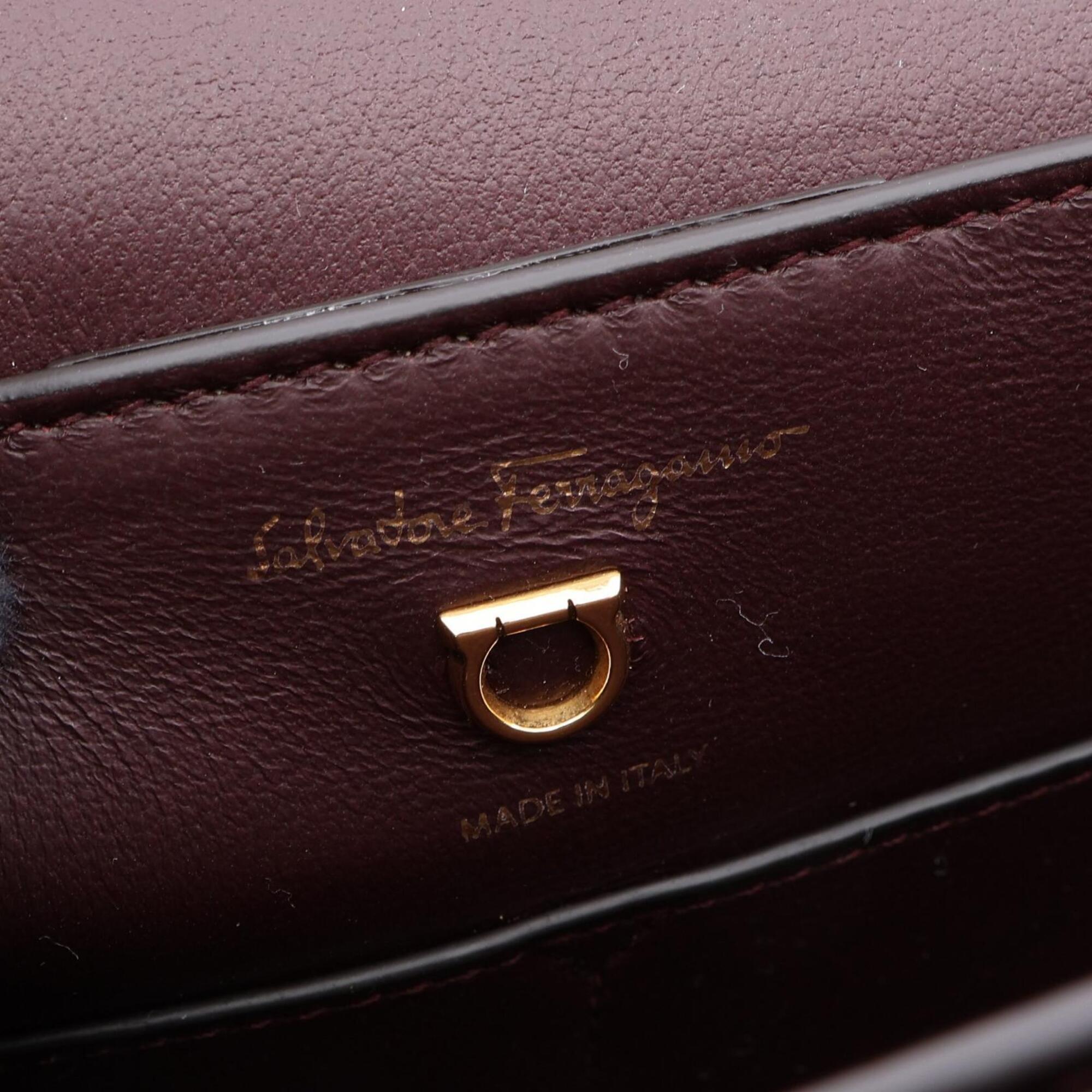 Salvatore Ferragamo Brown Ivory Canvas Leather Handbag Shoulder Bag (Pre-Owned)