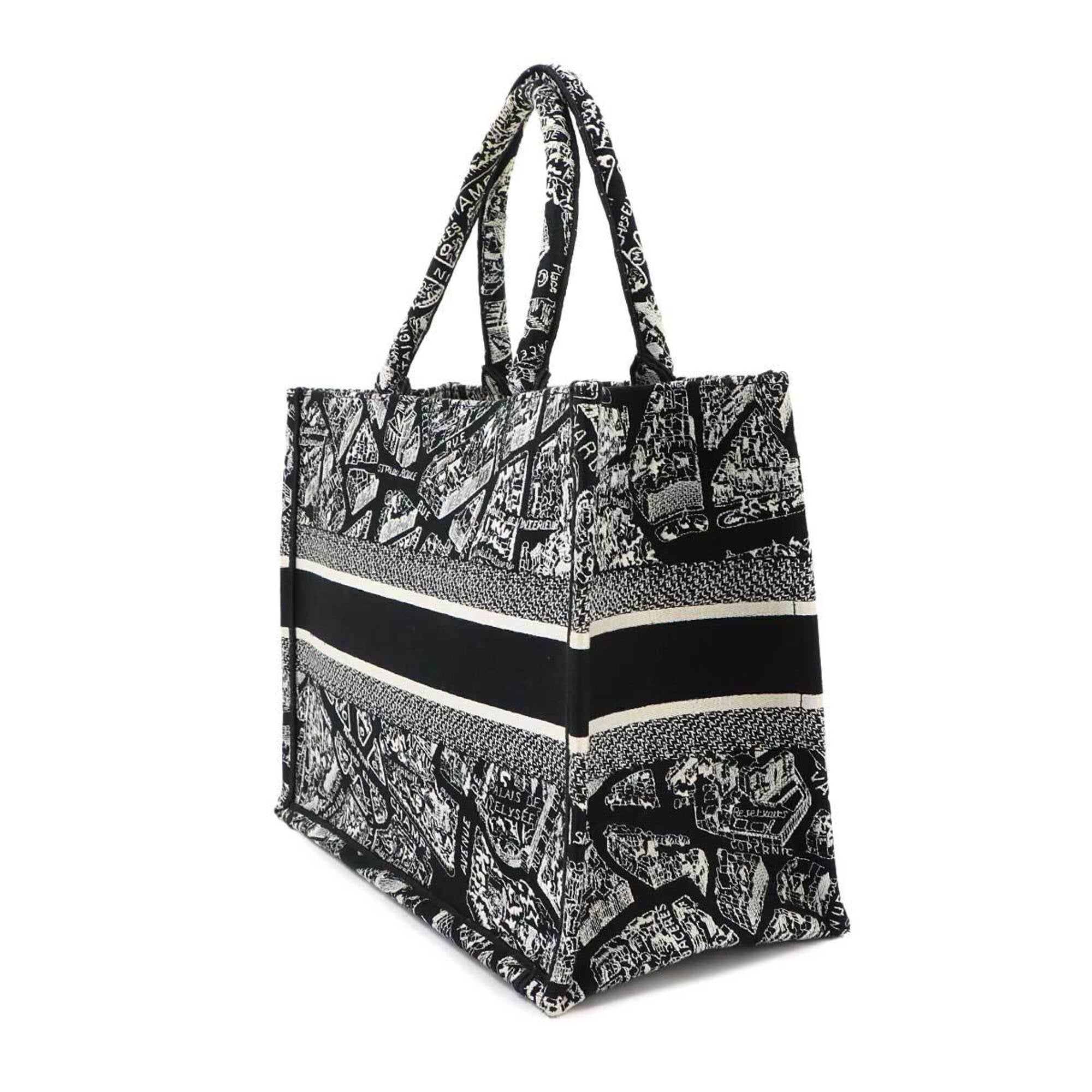Christian Dior Black White Canvas Handbag Tote Bag (Pre-Owned)