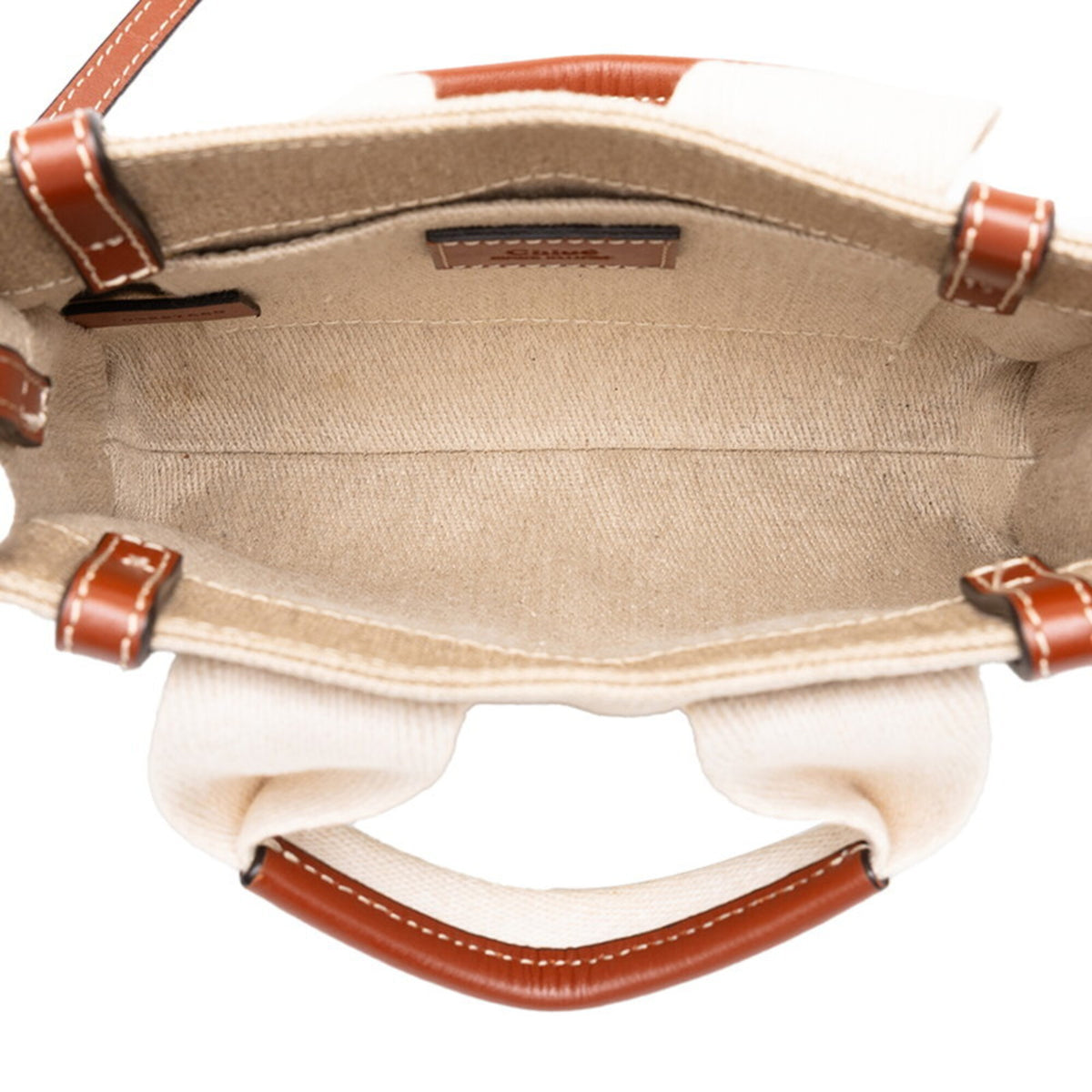 Chloé Beige Brown Canvas Leather Handbag Shoulder Bag (Pre-Owned)