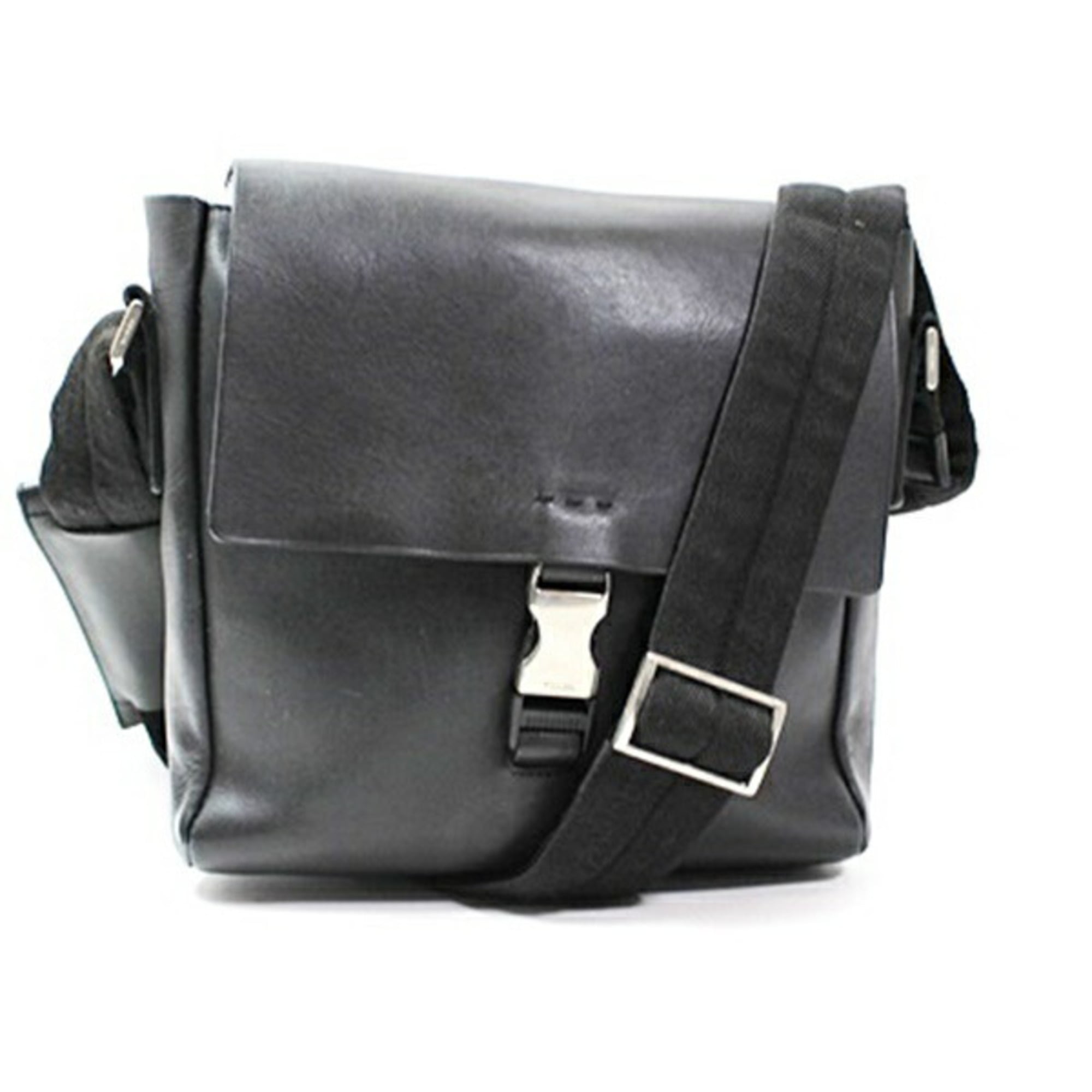 Prada Black Leather Suede Messenger Bag Pouch Shoulder Bag (Pre-Owned)