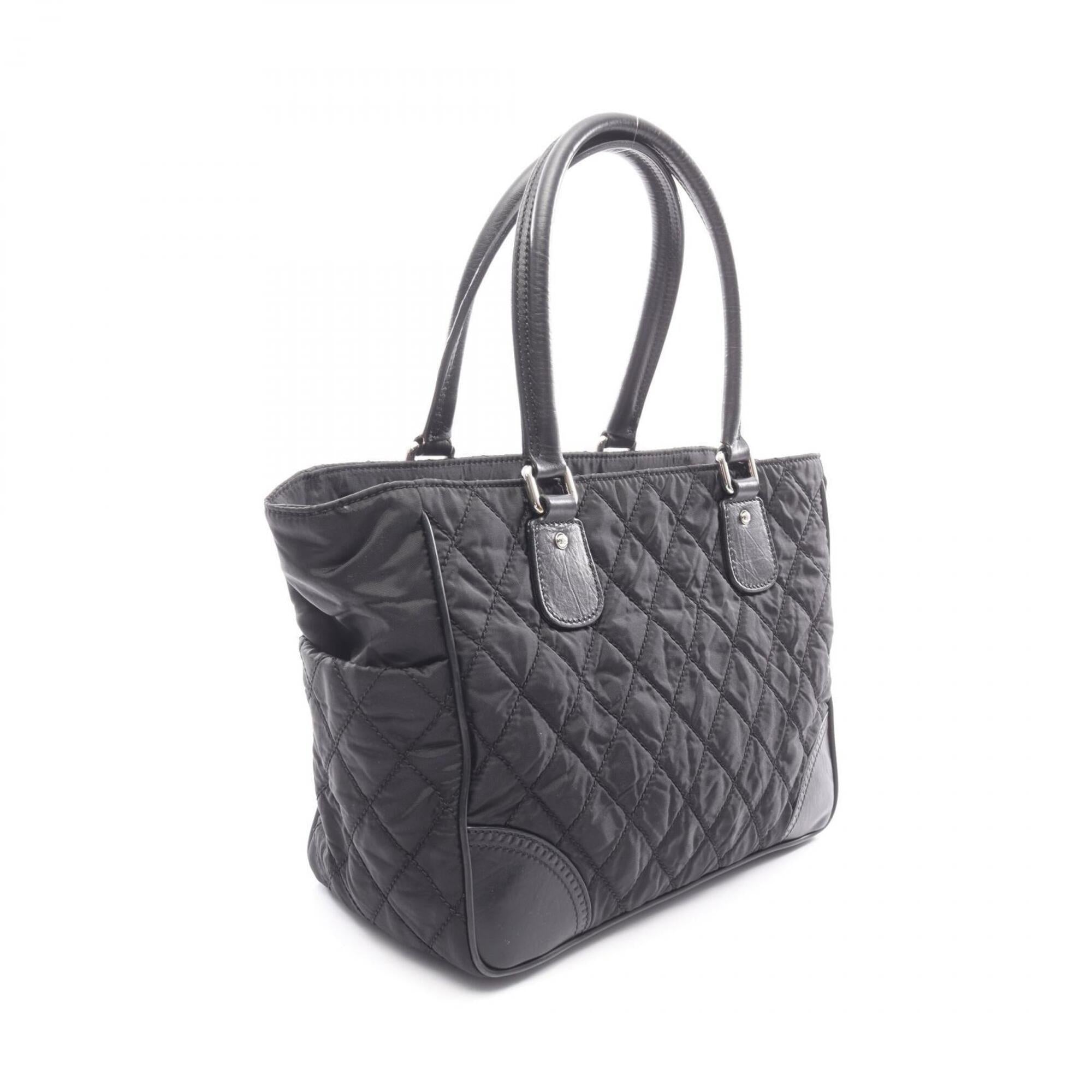 Chanel Black Nylon Leather Handbag Tote Bag (Pre-Owned)