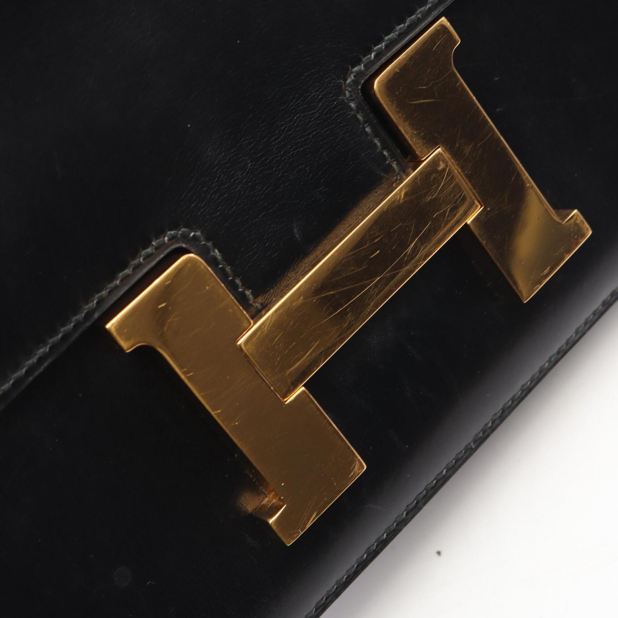 Hermes Constance Black Box Calf Leather Handbag Shoulder Bag (Pre-Owned)
