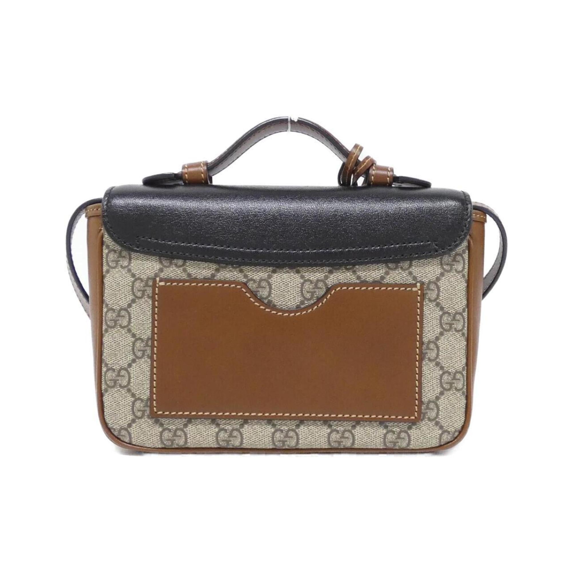Gucci Beige Black Brown Gg Supreme Shoulder Bag (Pre-Owned)