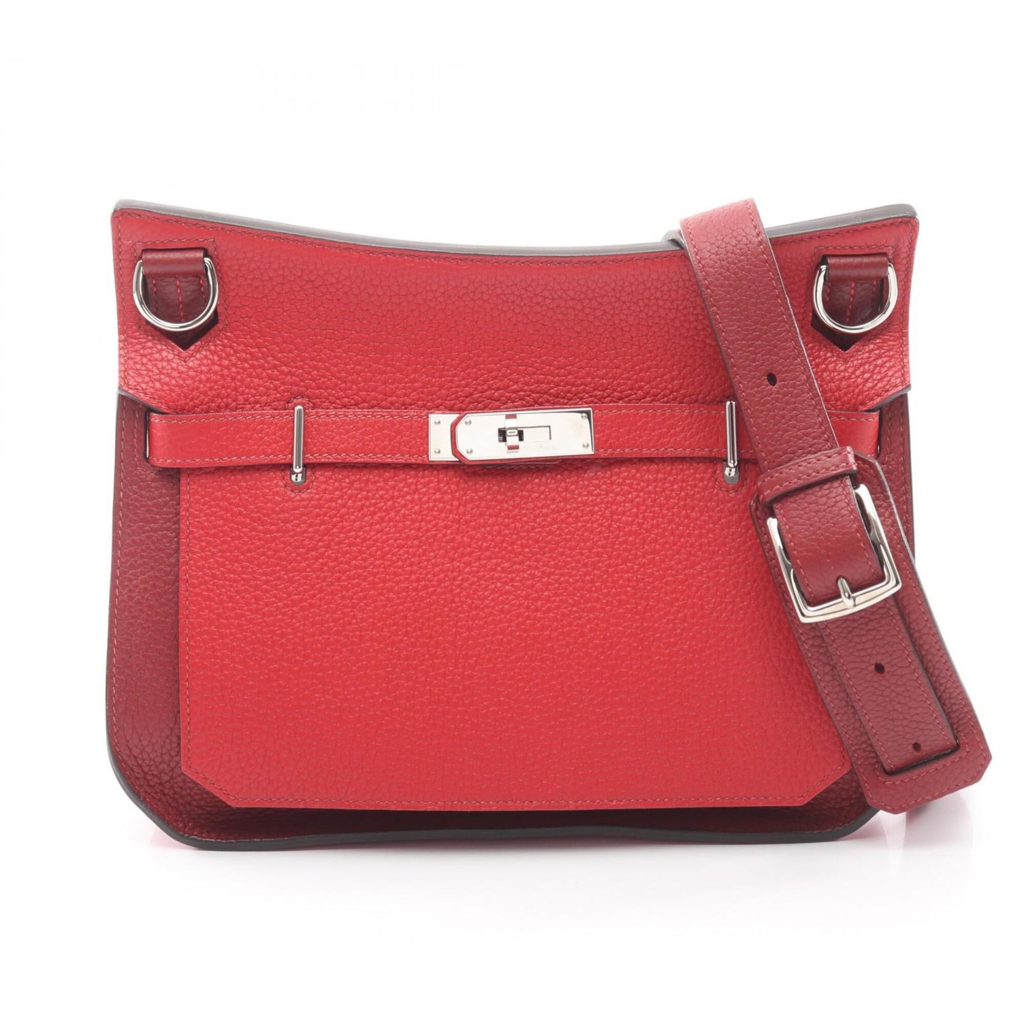Hermes Bordeaux Red Color Rouge Casaque Taurillon Clemence Leather Leather Handbag Shoulder Bag (Pre-Owned)
