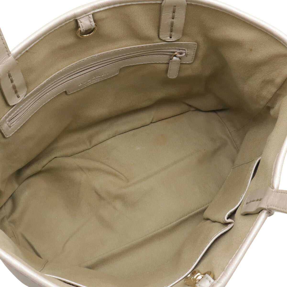 Bvlgari Champagne Silver Leather Handbag Shoulder Bag Tote Bag (Pre-Owned)