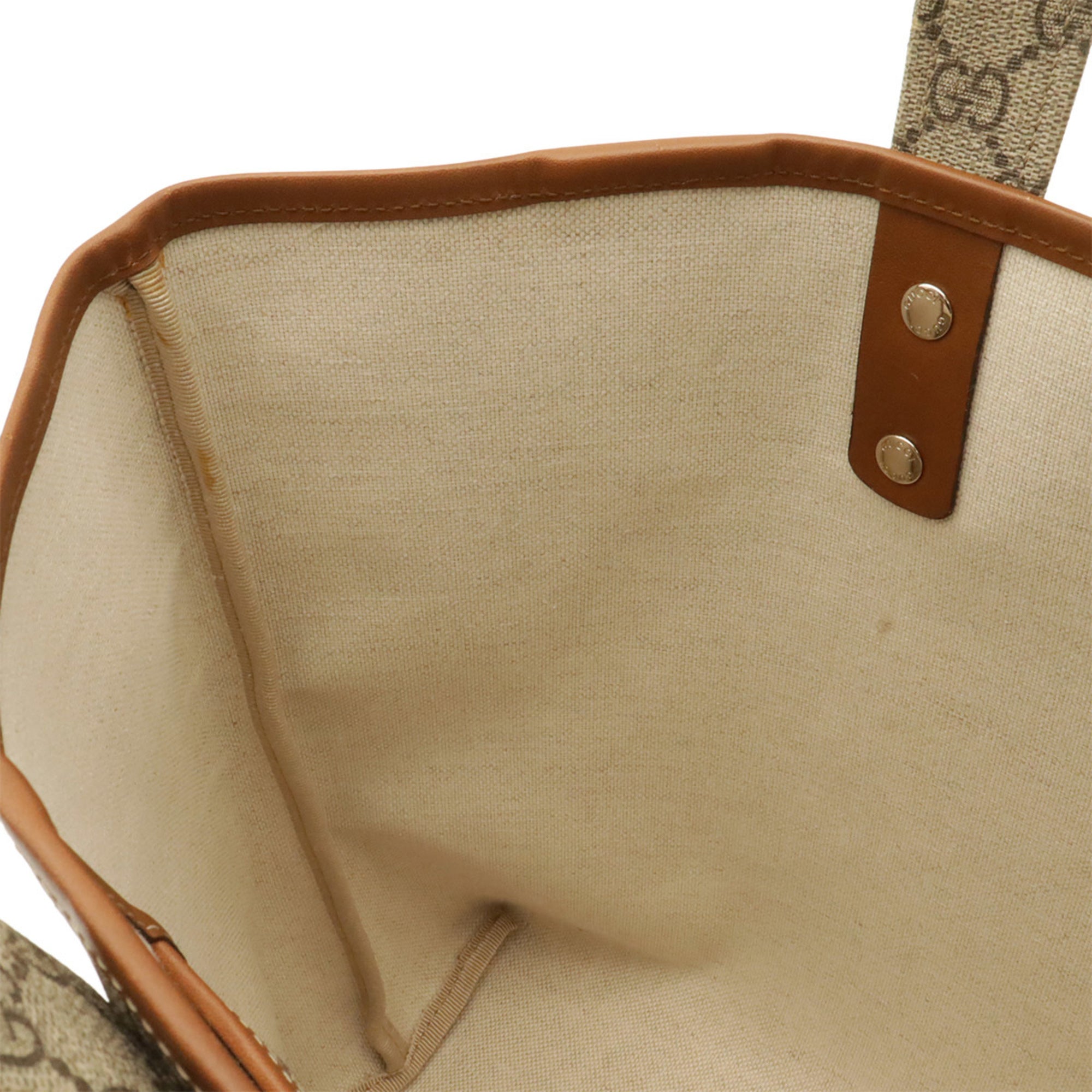 Gucci Beige Brown Gg Supreme Canvas Leather Shoulder Bag Tote Bag (Pre-Owned)