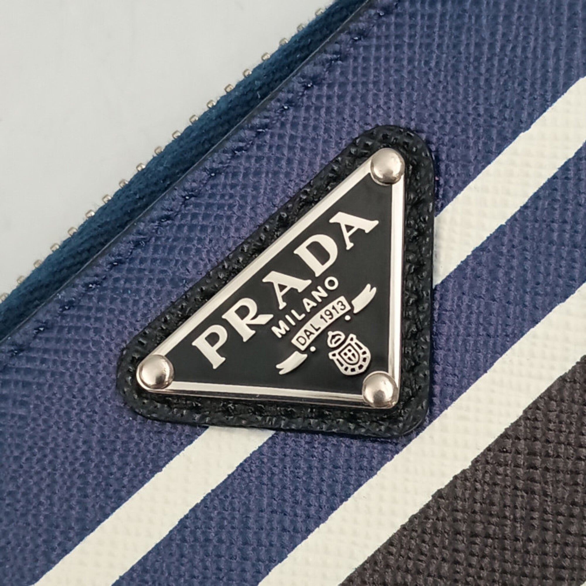 Prada Black Blue White Saffiano Coin Purse/Coin Case (Pre-Owned)