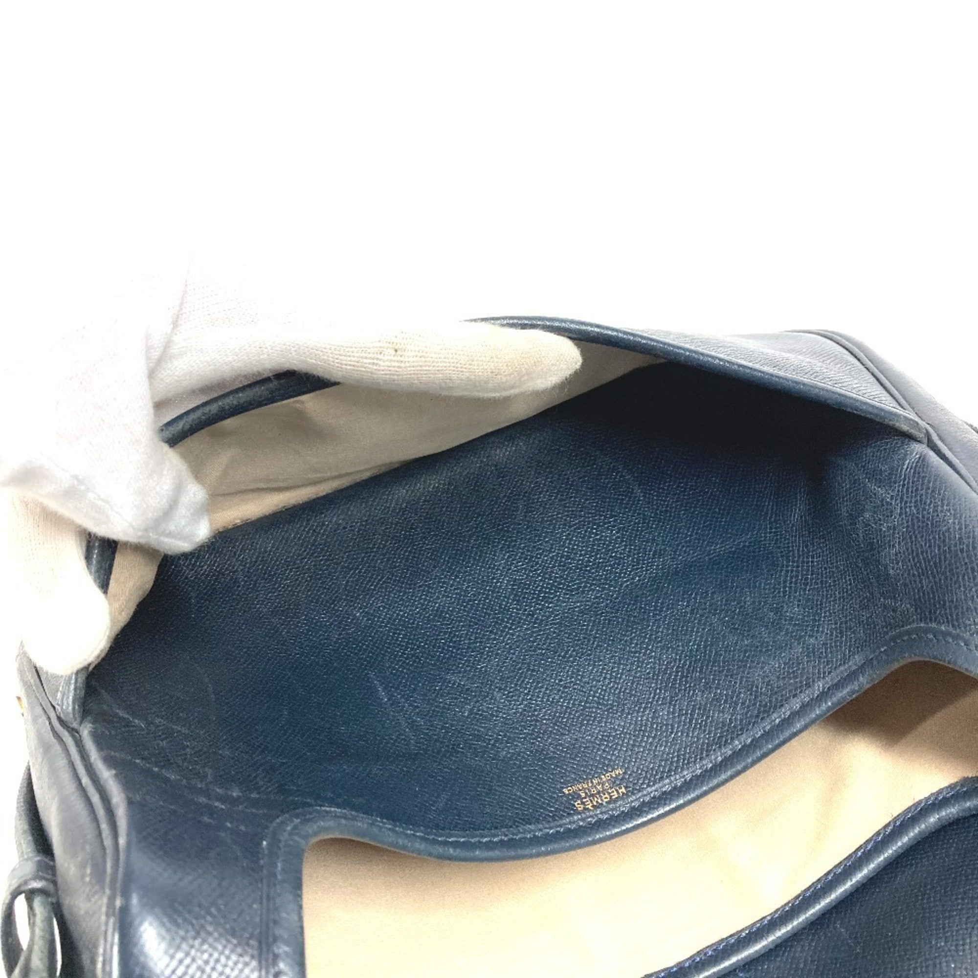 Hermes Navy Leather Shoulder Bag (Pre-Owned)