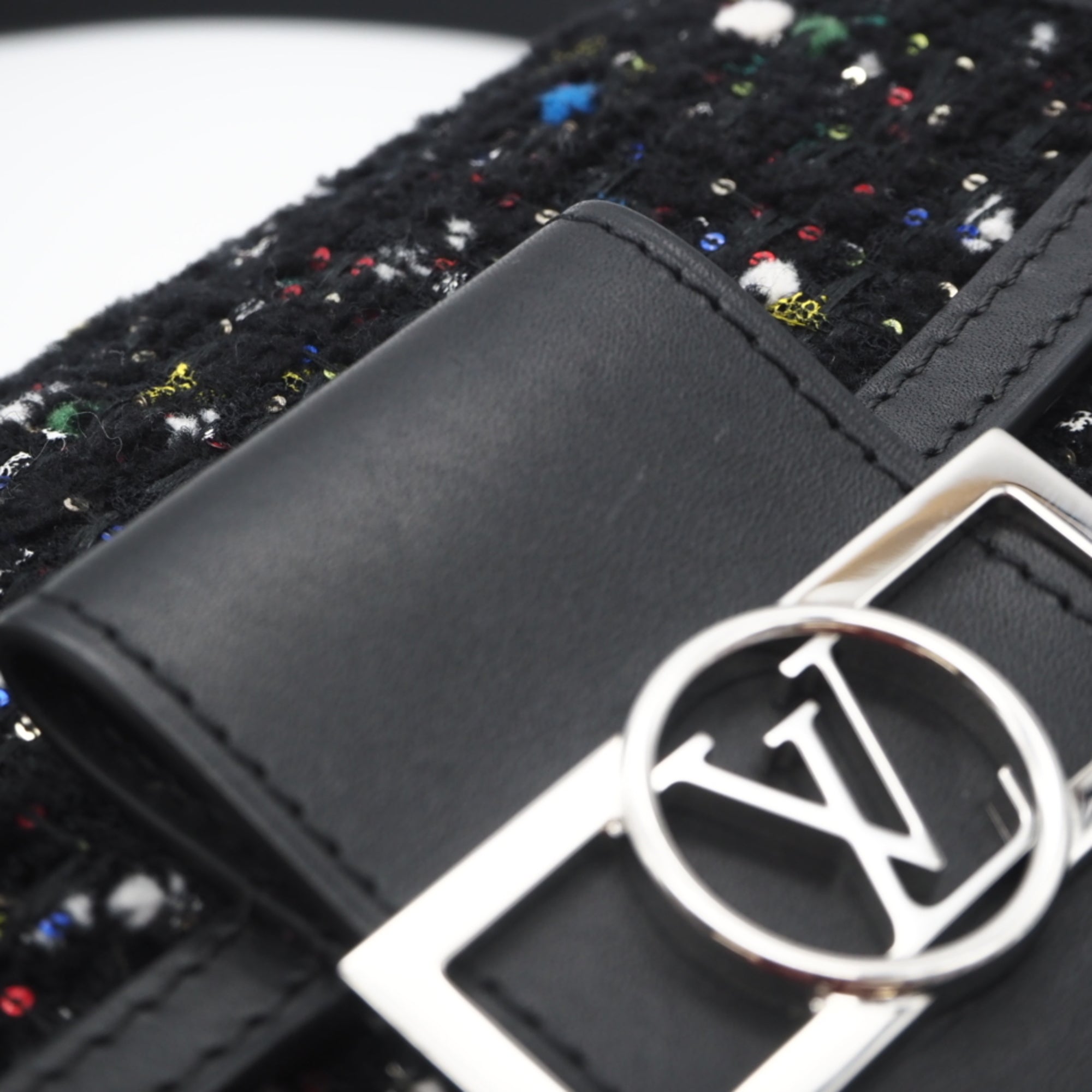Louis Vuitton Black Multi-Color Tweed Spangles Leather Shoulder Bag (Pre-Owned)