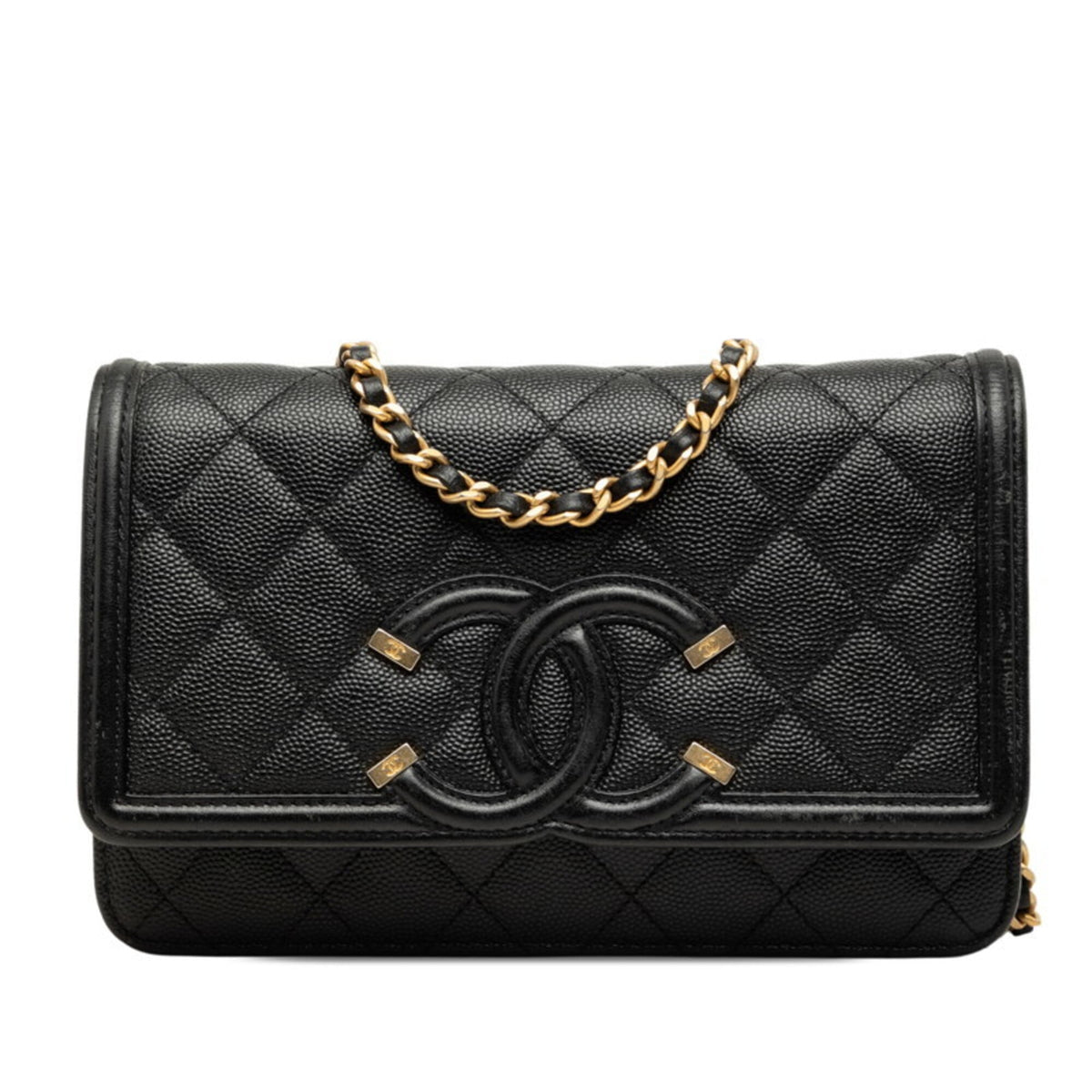 Chanel Black Grained Calfskin Shoulder Bag (Pre-Owned)