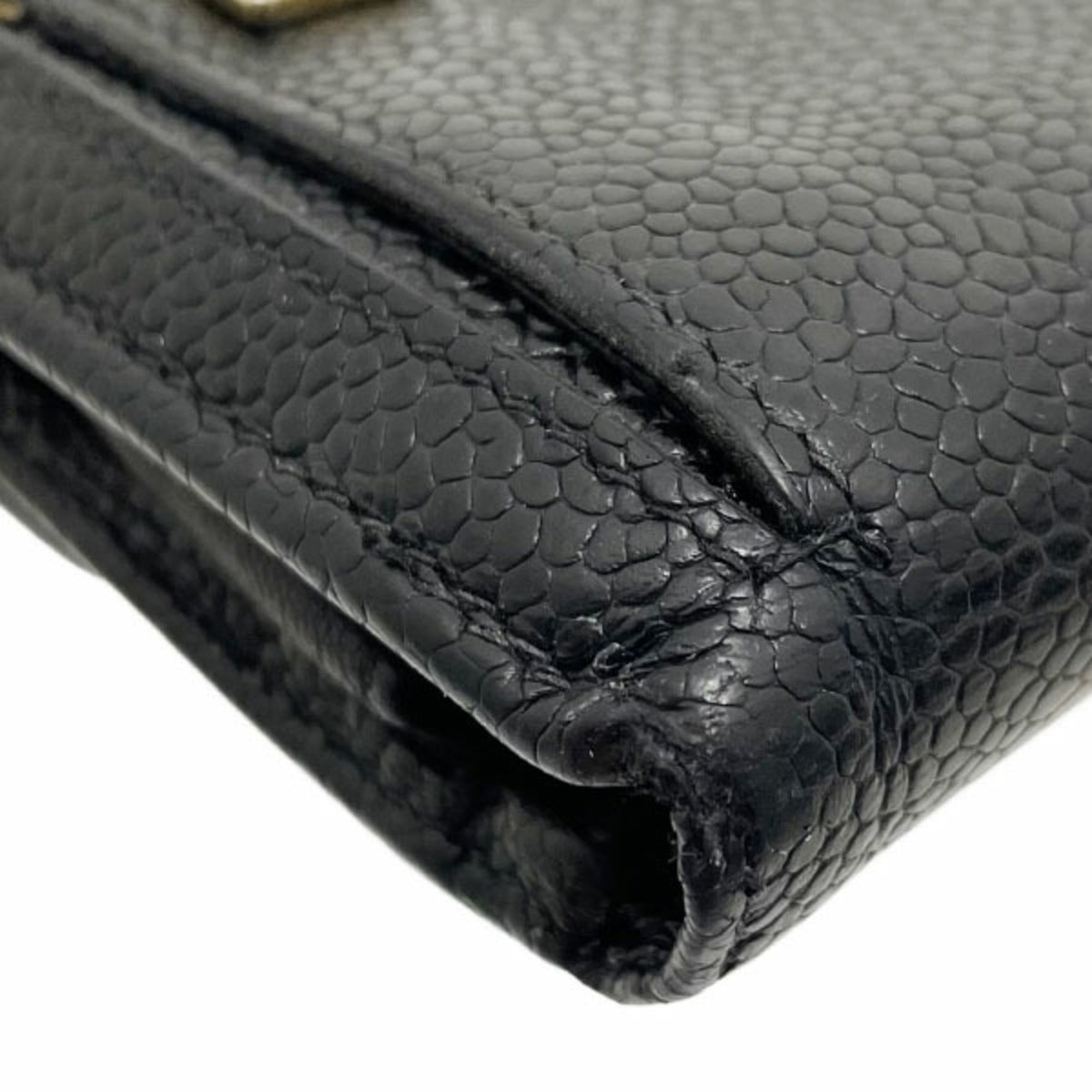 Chanel Black Grained Calfskin Wallet (Tri-Fold) (Pre-Owned)