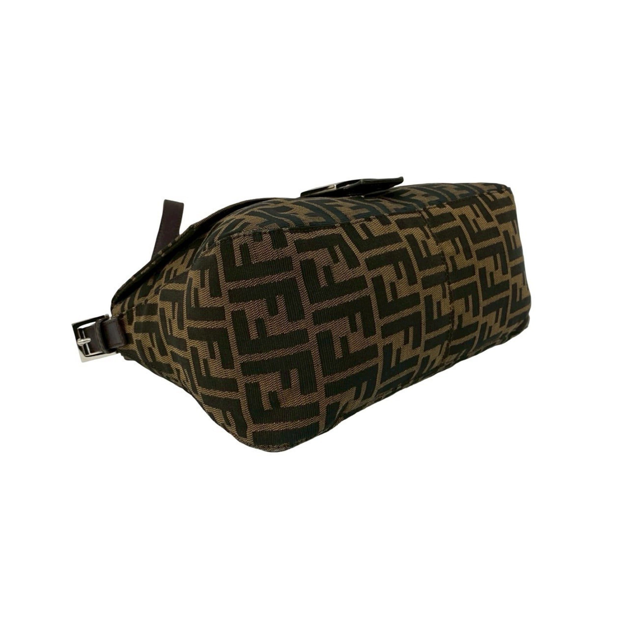 Fendi Black Brown Canvas Leather Shoulder Bag (Pre-Owned)