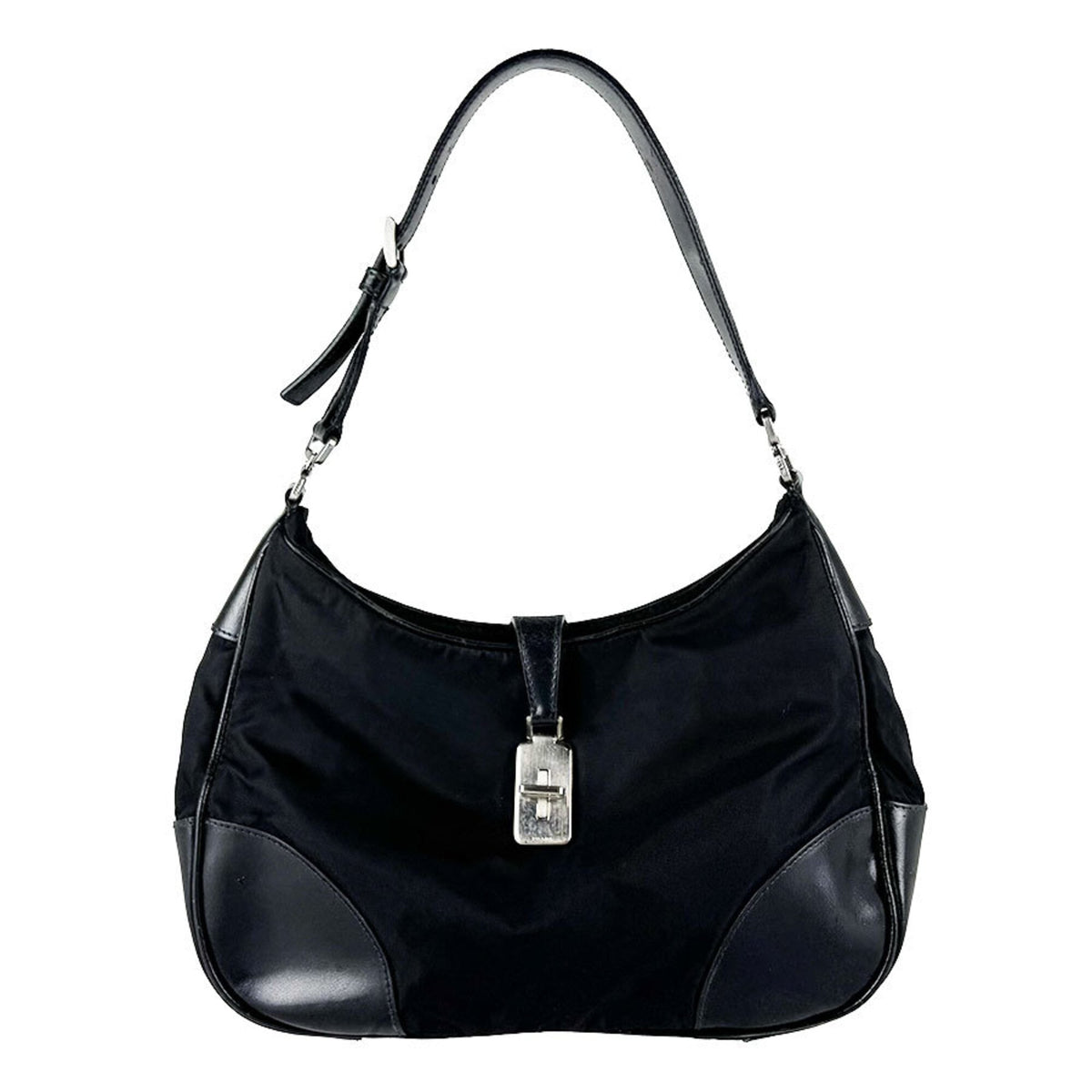 Prada Black Nylon Leather Handbag (Pre-Owned)