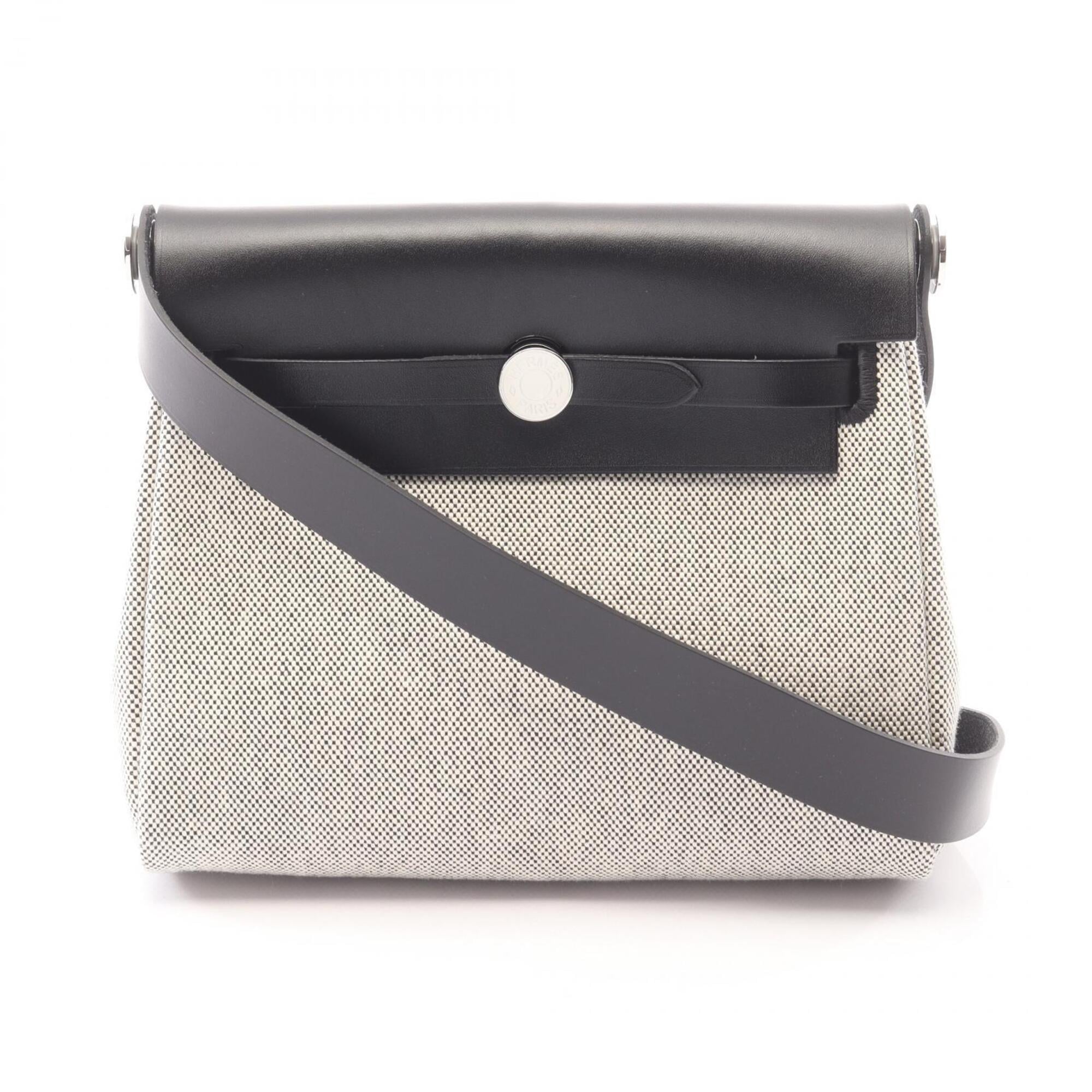 Hermes Black Gray Canvas Toile H Handbag Shoulder Bag (Pre-Owned)