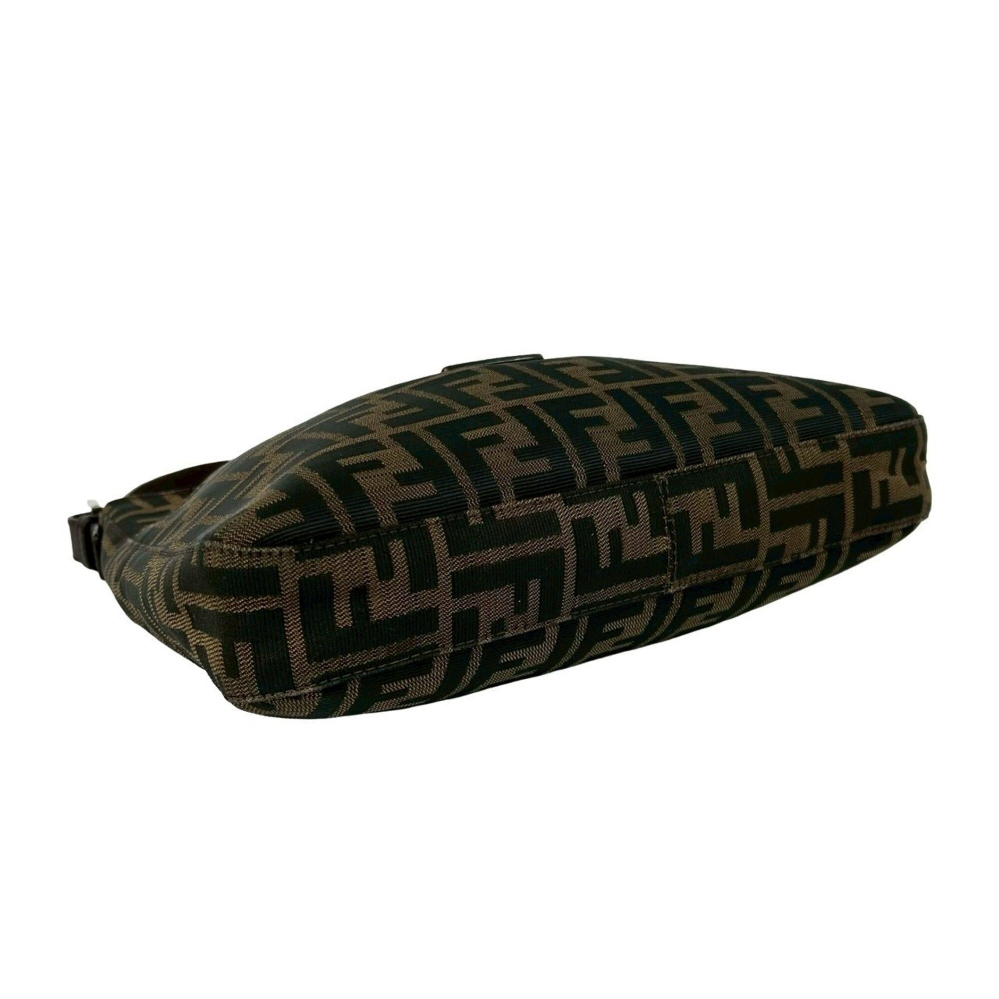 Fendi Black Brown Canvas Leather Shoulder Bag (Pre-Owned)