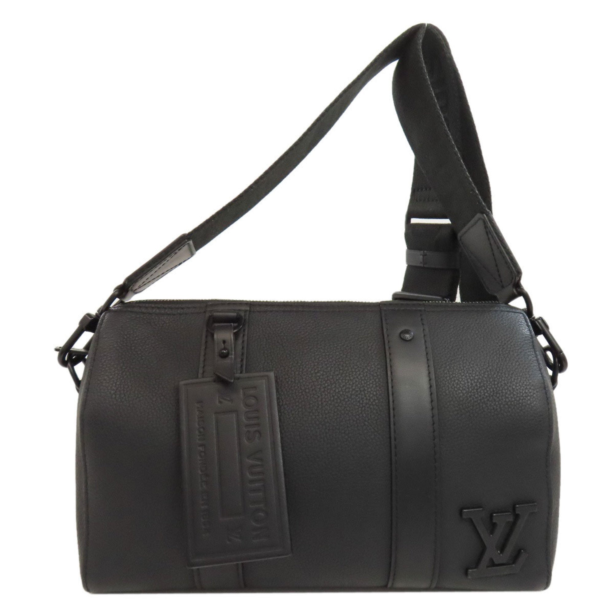 Louis Vuitton Noir Leather Shoulder Bag (Pre-Owned)