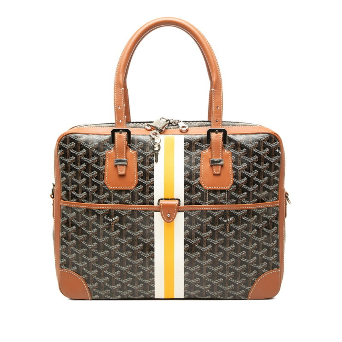 Goyard Brown White Yellow Pvc Leather Briefcase (Pre-Owned)
