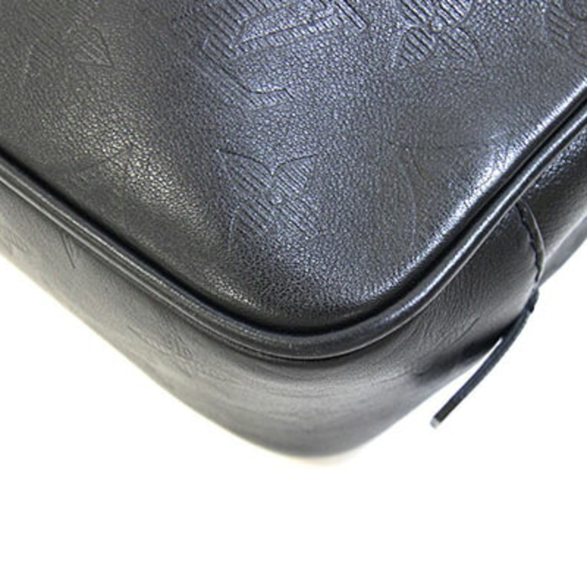 Louis Vuitton Black Monogram Shadow Leather Clutch Bag Handbag Pouch (Pre-Owned)